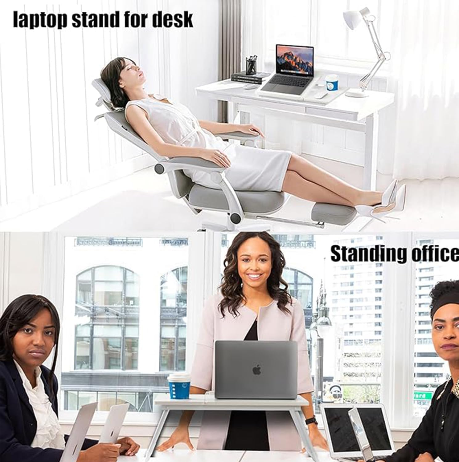 Laptop Desk for Bed or Couch,Laptop Stand for Bed,Foldable Relaxing - Area Work Surface for Portable Electronic Device and Writing (White) image number 1