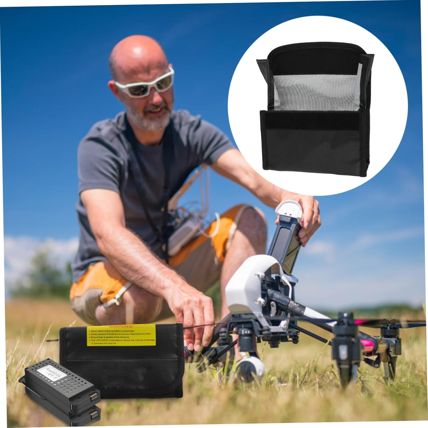 BRIGHTFUFU Fireproof Bag for Air Safe Lithium Battery Pouch for Charging Transport and Storage Design for Drone Supplies image number 1