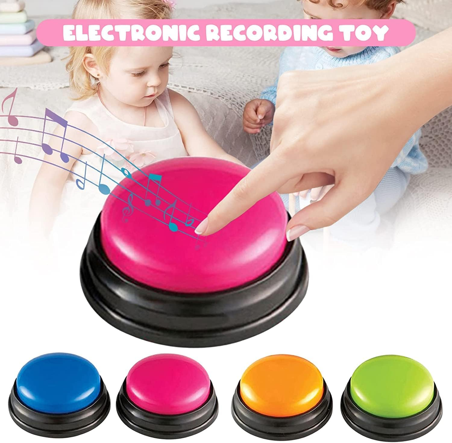 Dog Buttons for Communication, 4 Packs Talking Button Set, 30 Second Voice Recordable Pet Training Buzzer, Speaking Buttons Teach Your Pet to Talk image number 4