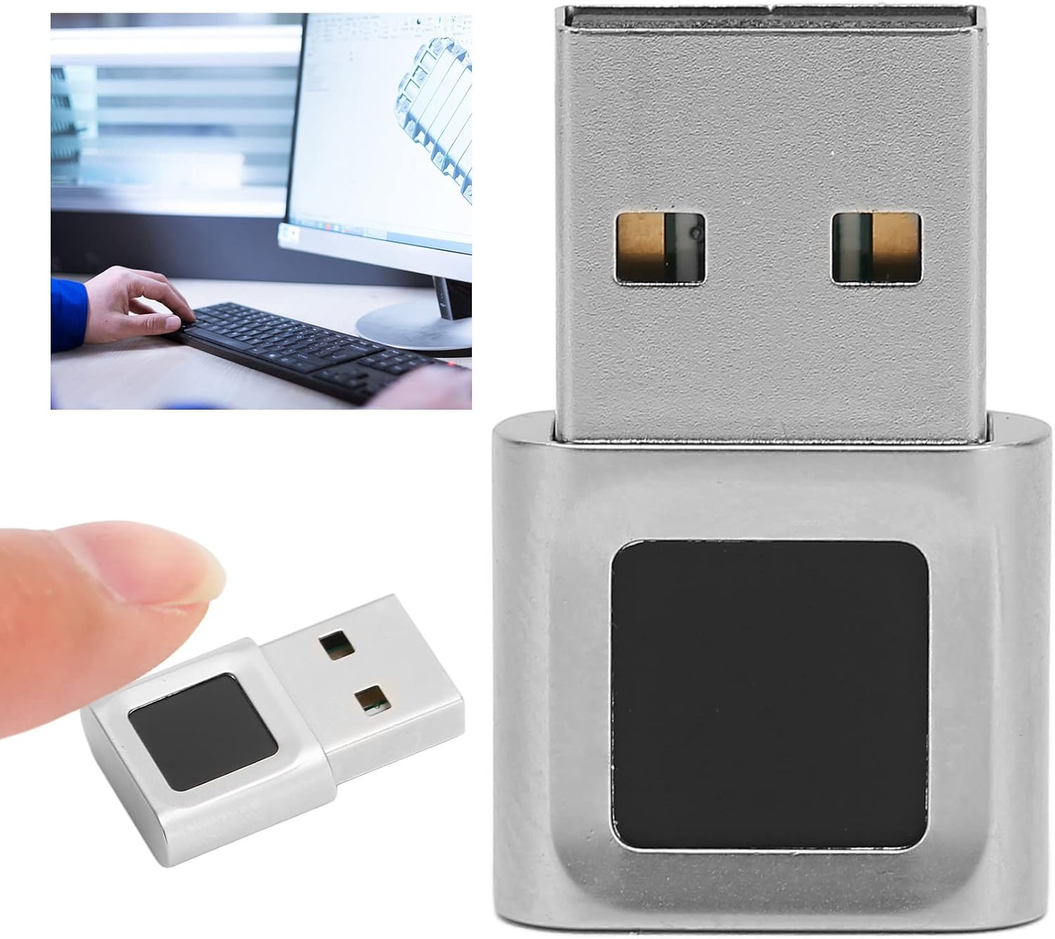 USB Fingerprint Key Reader, Hello Fingerprint Scanner, 360 Degree Touch Speedy Matching, anti Spoofing Fingerprint Sensor for PC image number 3