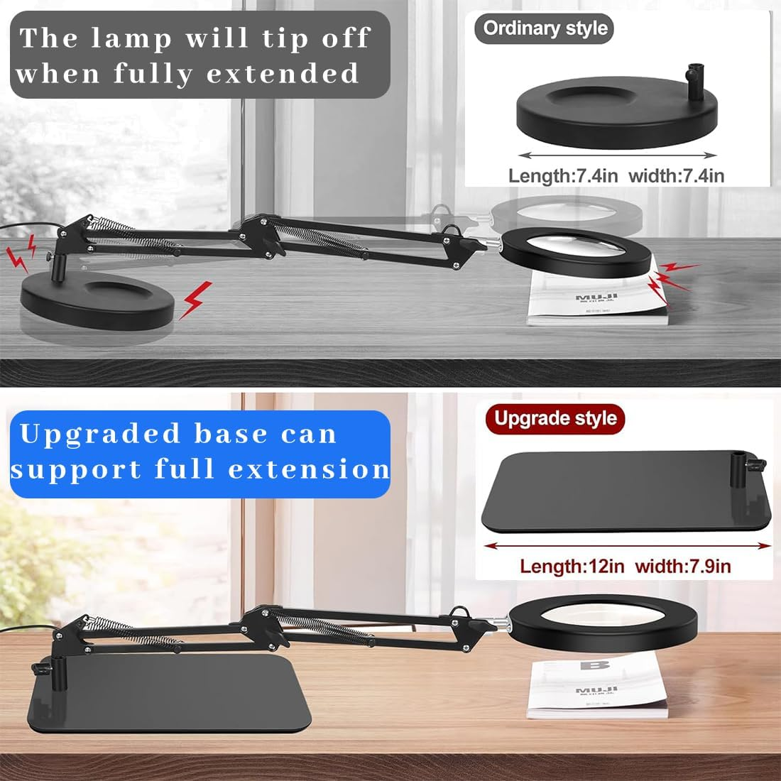 10X Magnifying Glass with Light, Adjustable Arm and Stand, Heavy-Duty 2 in 1 Metal Base Magnifier, 2200 Lumens LED Lamp, Ideal for Reading, Crafting, and Hobby Work image number 6