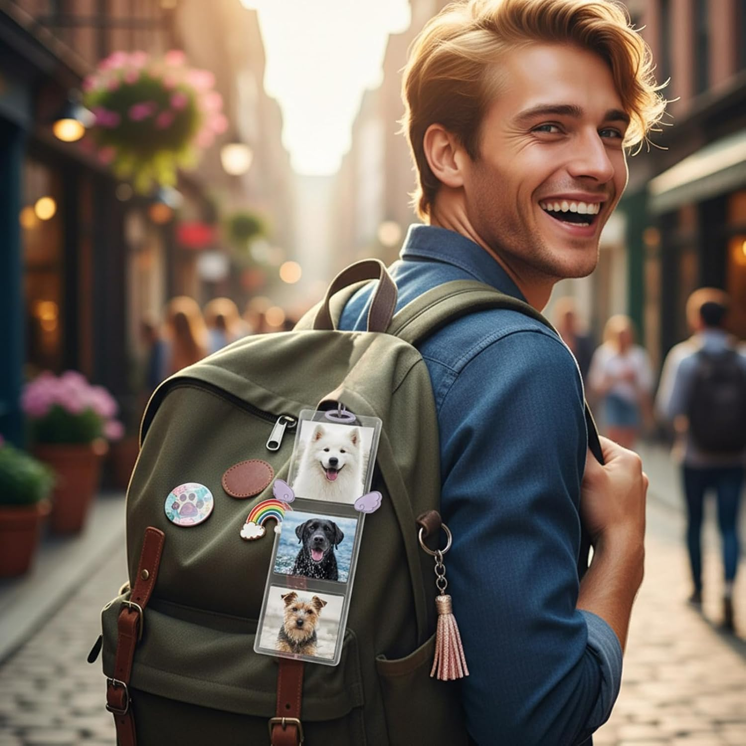 Keychain Picture Holder - 6X3Inch 4-Compartment Acrylic Clip - Cartoon Wing Keychain Picture Holder,For Women Men Kids Friends Valentines Day Birthday Holiday Party Favors Bag Purse - Black And White image number 4