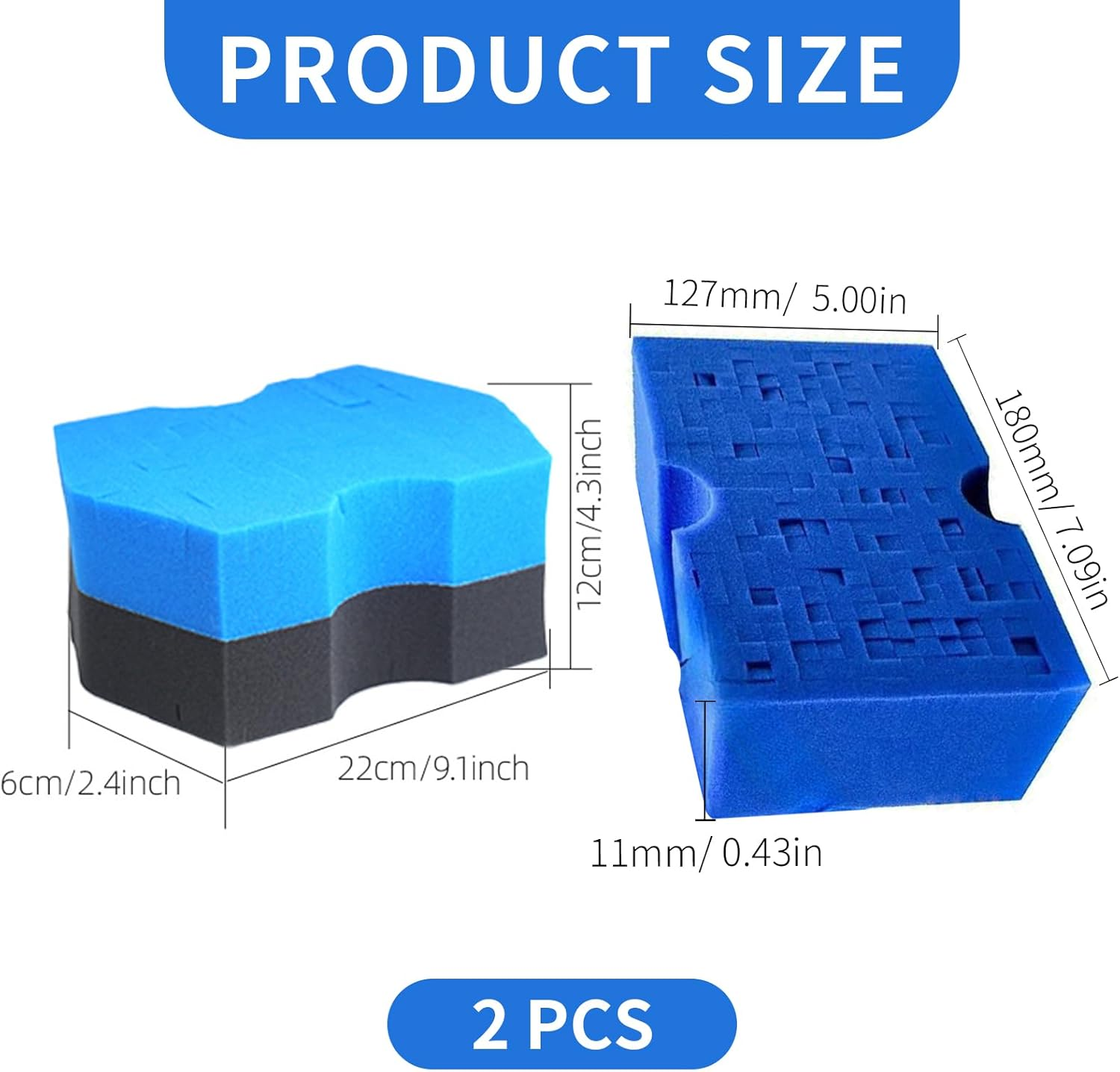 2Pcs 8-Shaped Advanced Mesh Car Wash Sponge Tool, Large Professional Detail Oil and Dirt Removal Car Wash Products, Anti-Damage Sponge for Cleaning and Detail Handling Soap and No-Rinse Wash image number 2