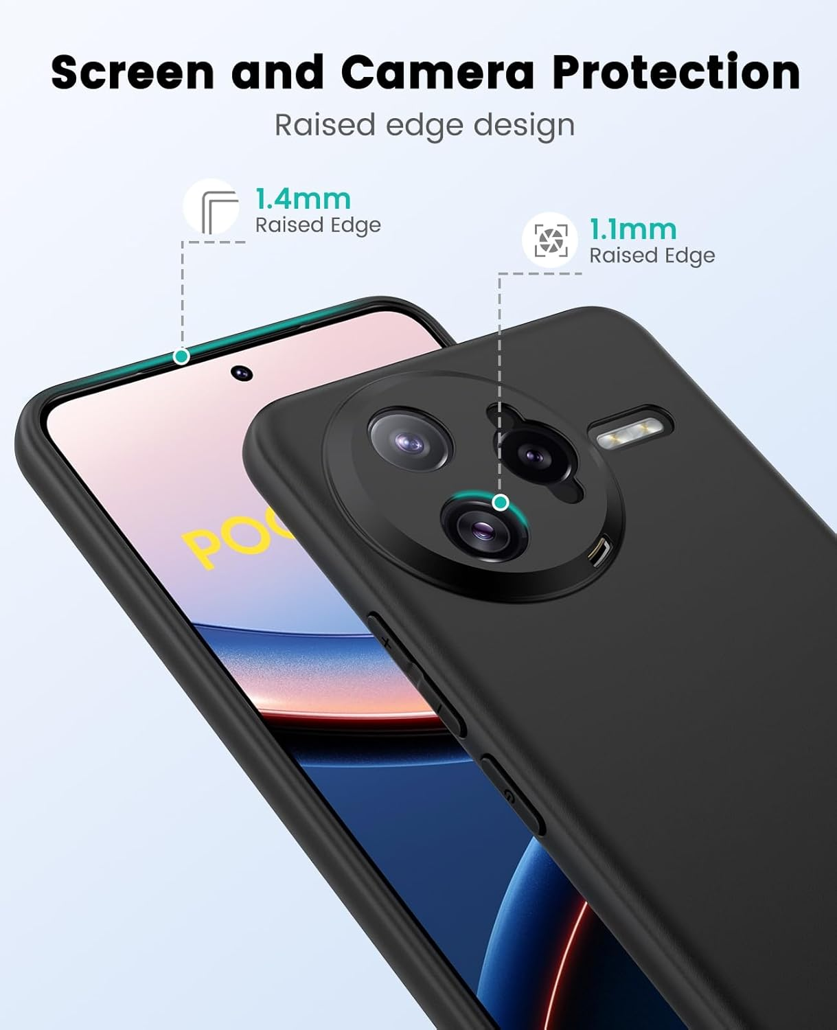 Sineordo Mobile Phone Case for Xiaomi Poco F7 Ultra 5G Case, Protective Case Xiaomi Poco F7 Ultra 5G Ultra Thin Cases Silicone TPU Drop-Proof Soft Case Matte - Black