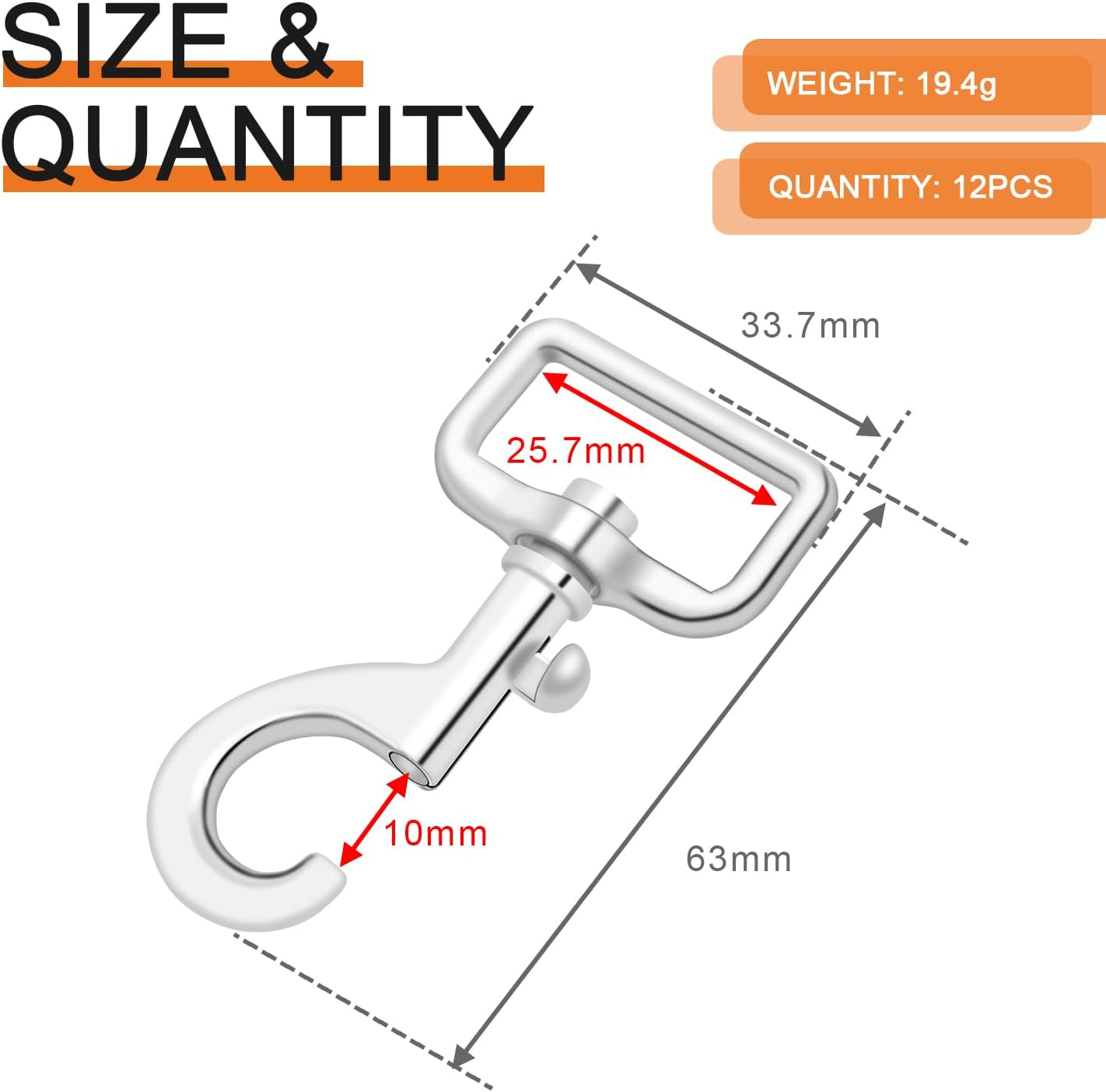 Coobigo Metal O-Ring Slide Buckle Rectangle Rings Swivel Snap Hooks D Ring Roller Buckles - 1 Inch image number 4