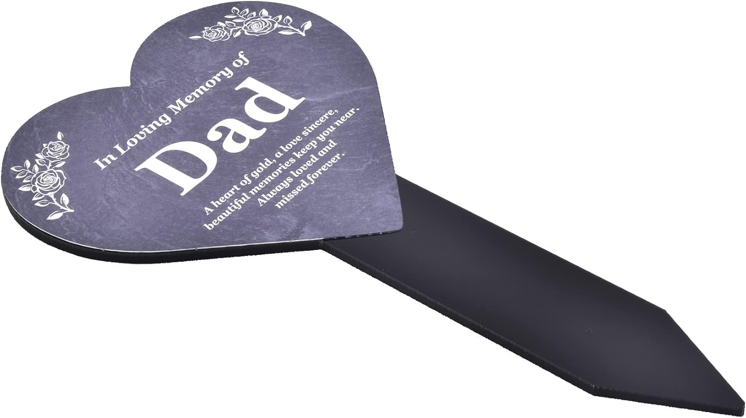 Dad Memorial Heart Shaped Plaque, Grave Marker - Printed with Remembrance Poem, Mounted on a Sturdy Acrylic Stake image number 2