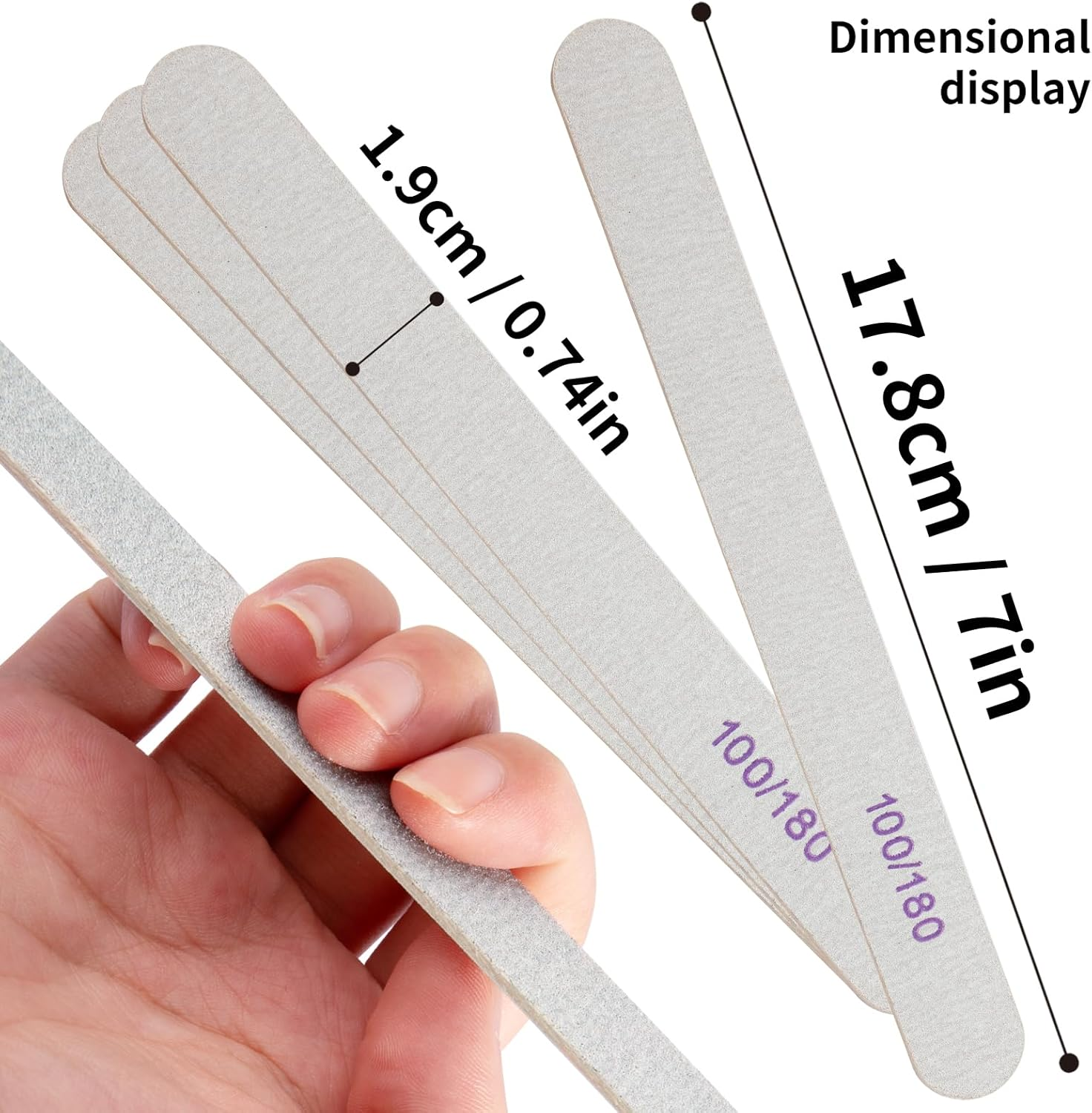 100/180 Grit Nail Files - 50 Pcs Grit Nail Files 100/180 for Acrylic Nails Files Bulk Double Sided Emery Board Reusable Files for Natural Nails image number 2