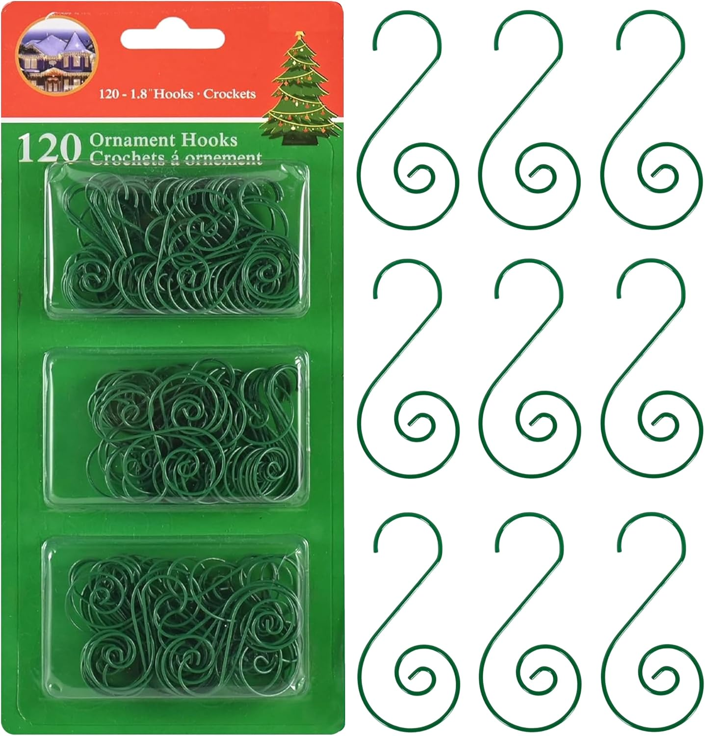 R N' D Toys Green Tree Ornament Hooks - Christmas Tree Gold Decorating Metal Wire Hangers for Hanging Decorations - Pack of 120 image number 6