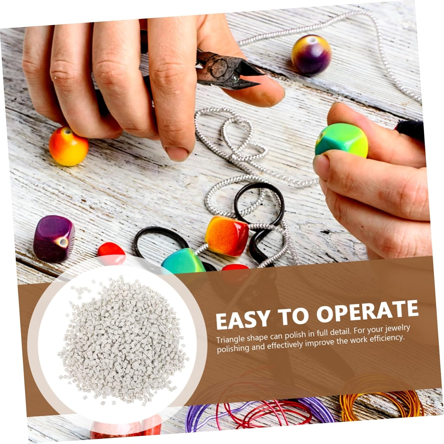 IWOWHERO 1 Set Rock Tumbler Media Tumbling Pellets Filler Media Tumbling Supplies Tumbling Abrasive for Grinding Rock Polishing Grit Craft Tumbling Abrasive White Triangle Ceramics image number 2