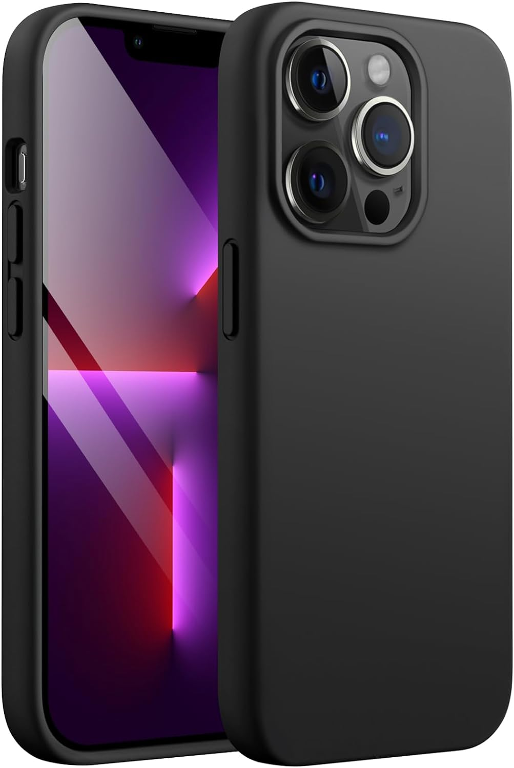 Jetech Silicone Case for Iphone 13 Pro Max 6.7-Inch, Silky-Soft Touch Full-Body Protective Phone Case, Shockproof Cover with Microfiber Lining (Black)