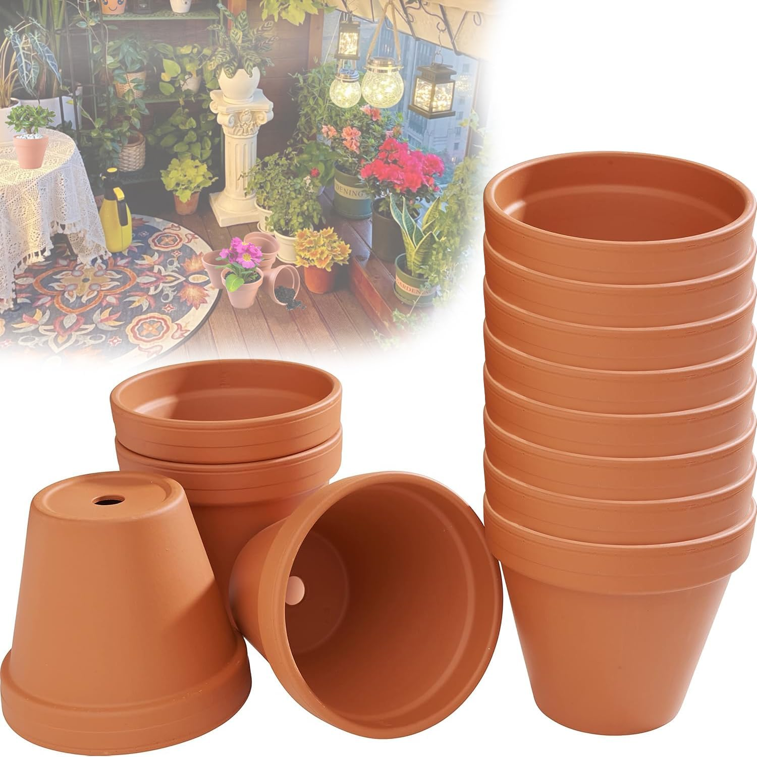 Pack of 12 7 X 6 Cm Terracotta Pots, Small Clay Pots with Drainage Hole, Small Clay Pots for Crafts, Mini Terracotta Clay Pots, Reusable Clay Pot, Terracotta Flower Pot Plants for Room Office image number 1