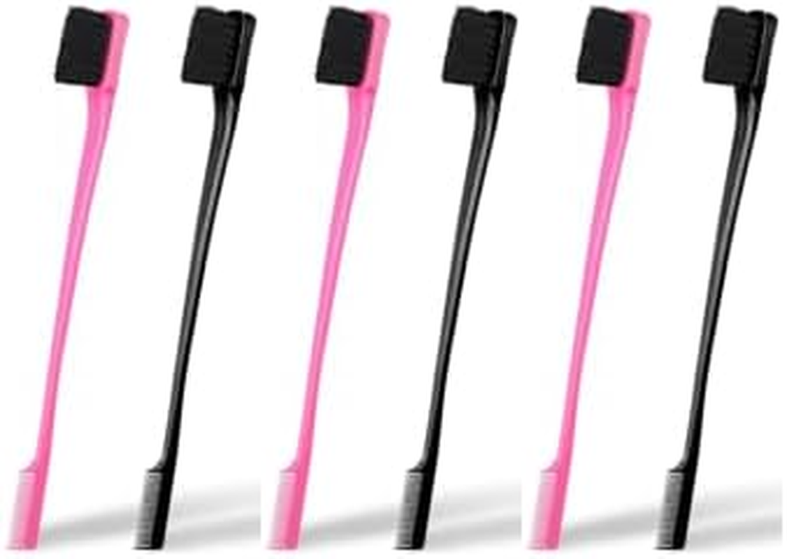 (Combo (Pink & Black)) - Mayabeauty Double Sided Edge Control Hair Brush Comb Combo Pack 2 Pieces Pink and Black