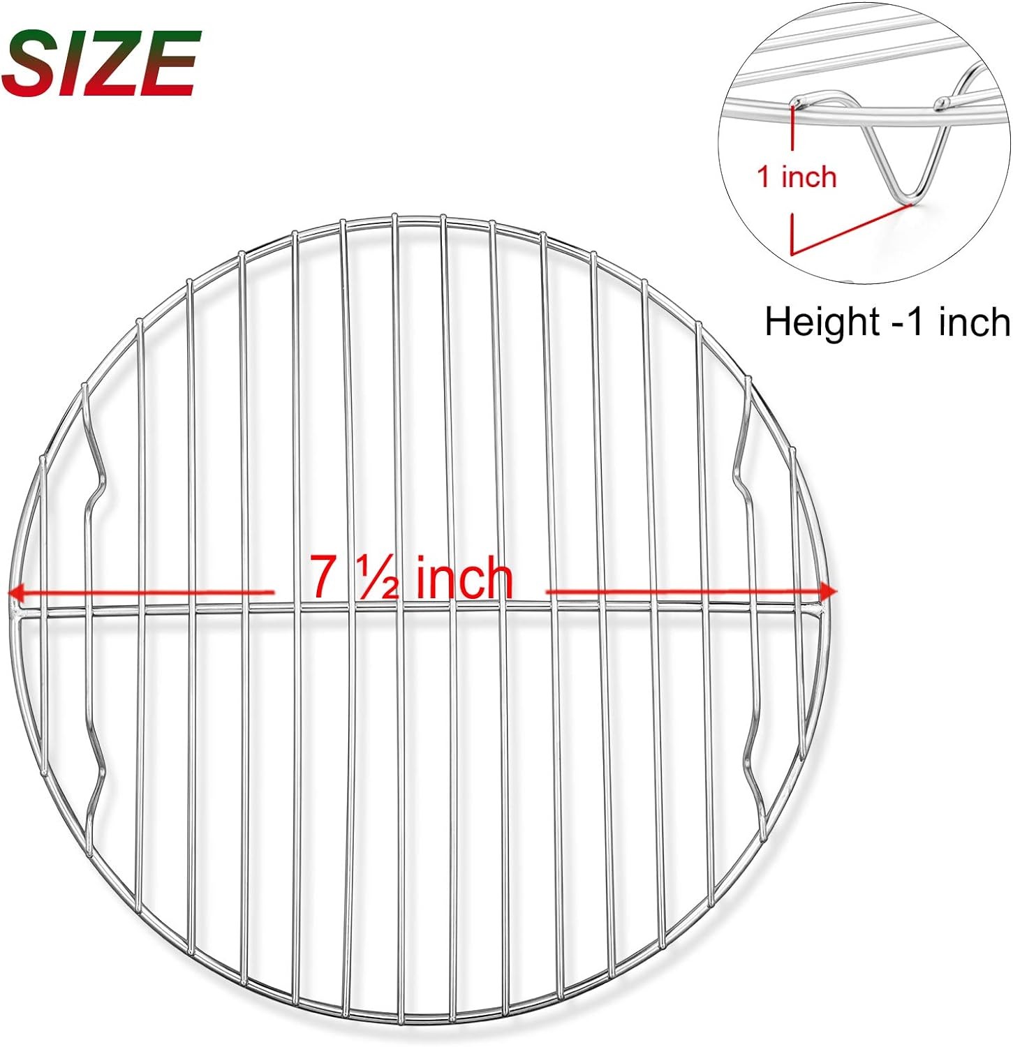 P&P CHEF 7&frac12;-Inch round Rack for Cooking Steaming Cooling Drying Baking, Fit Air Fryer Stockpot Instant Pot Pressure Cooker, Stainless Steel Made, 2 Pack - Oven & Dishwasher Safe image number 4