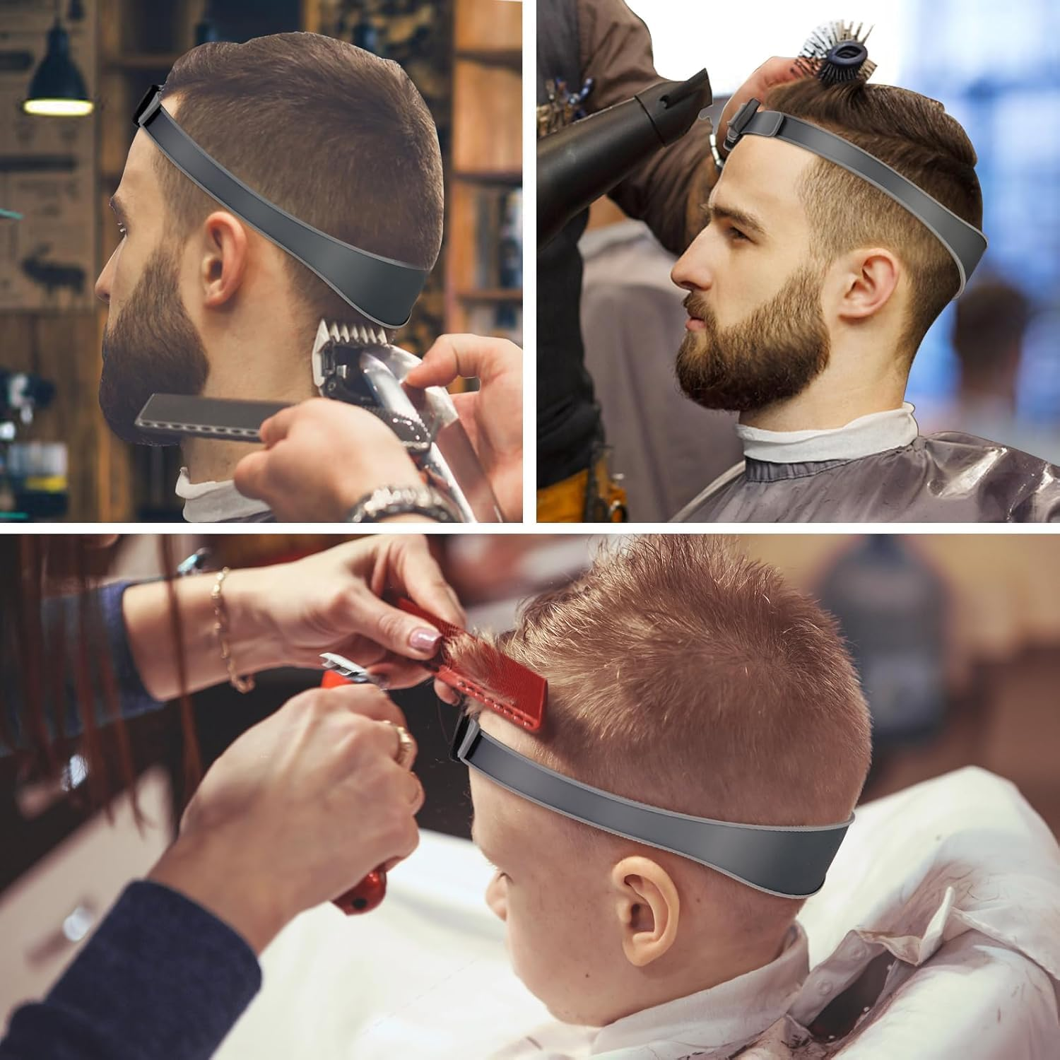 3Pcs Hair Trimming Fade Guide with Fade Comb,Barber Fade Comb Barber Combs with Fade Hair Trimming Guide,Fade Comb Barber Cutting Comb,Fade Comb Blend Comb with Hair Trimming Fade Guide for Men,Grey