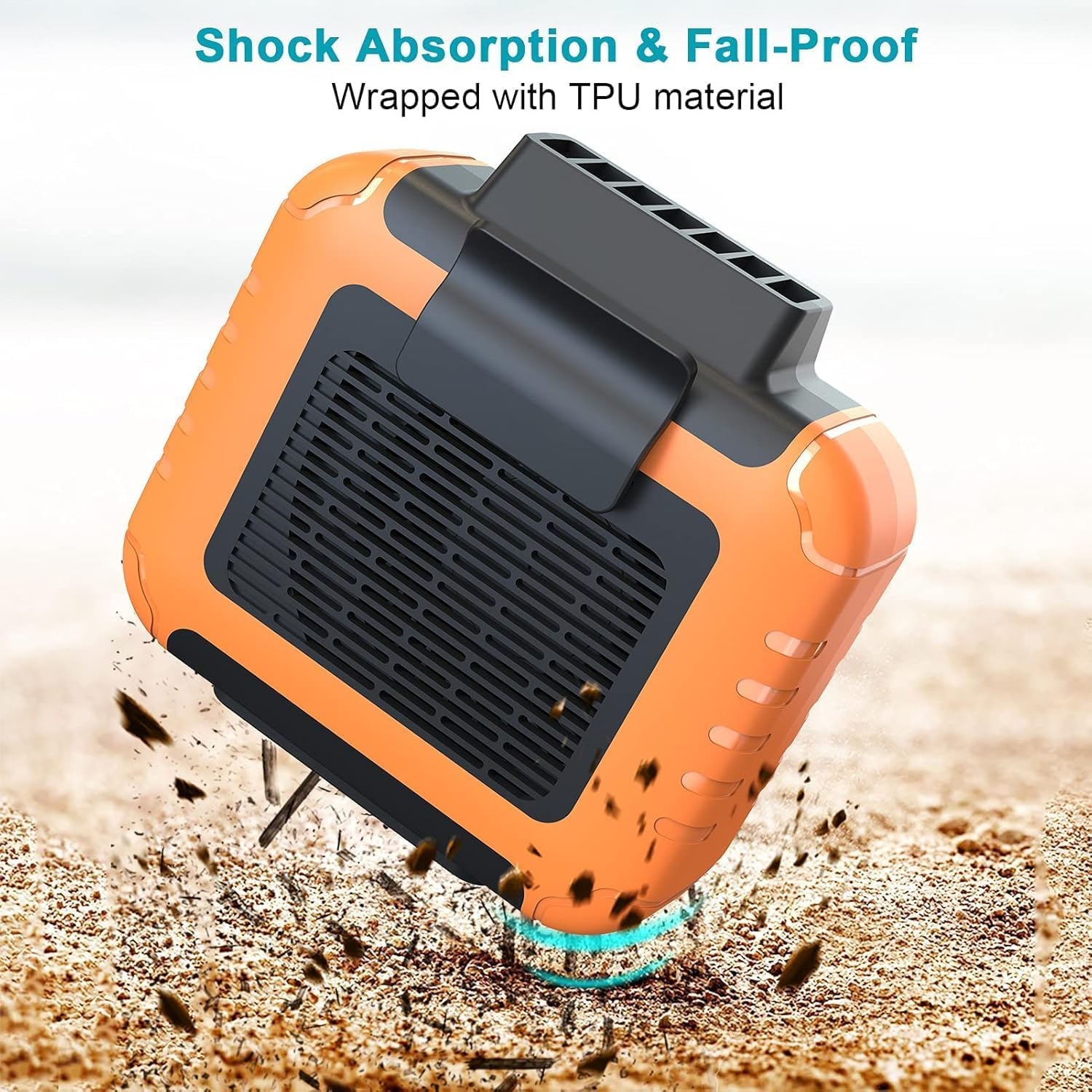 Portable Waist Fan with 5000Mah Battery & 3-Speed, Rechargeable Wearable Clip Fan for Neck and Waist, Hands-Free Cooling with LED Light for Outdoor, Work, Travel (Vibrant Orange)