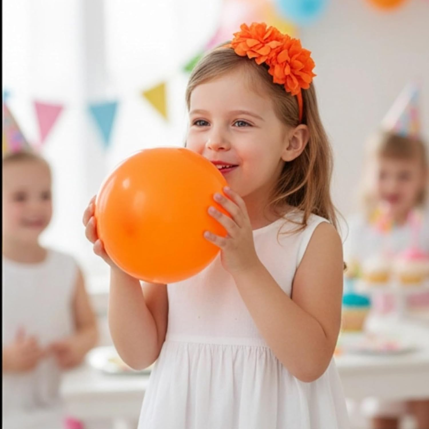 2 Pieces Artificial Flower Headbands Vintage Headband Fascinator for Women Hair Bands Solid Color Hair Accessories for Cocktail Tea Party Hat Decoration (Orange and Red) image number 1