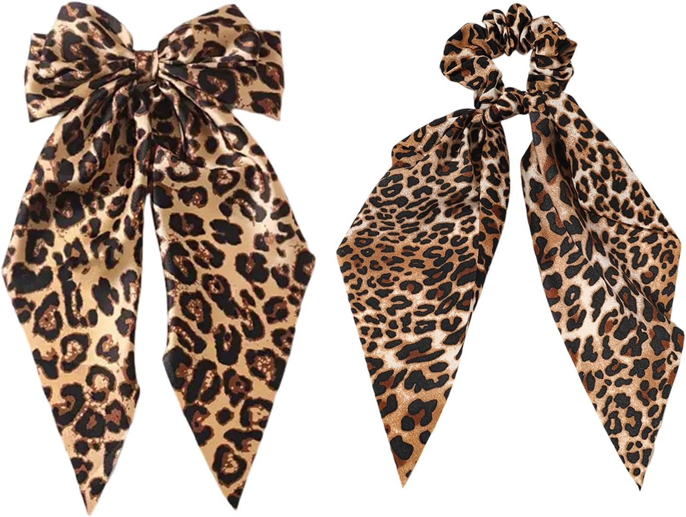1 Leopard Print Hair Clip and 1 Leopard Print Hair Scrunchie Vintage Hair Accessories Elee Hair Clips Satin Hair Clips Hair Accessories image number 2