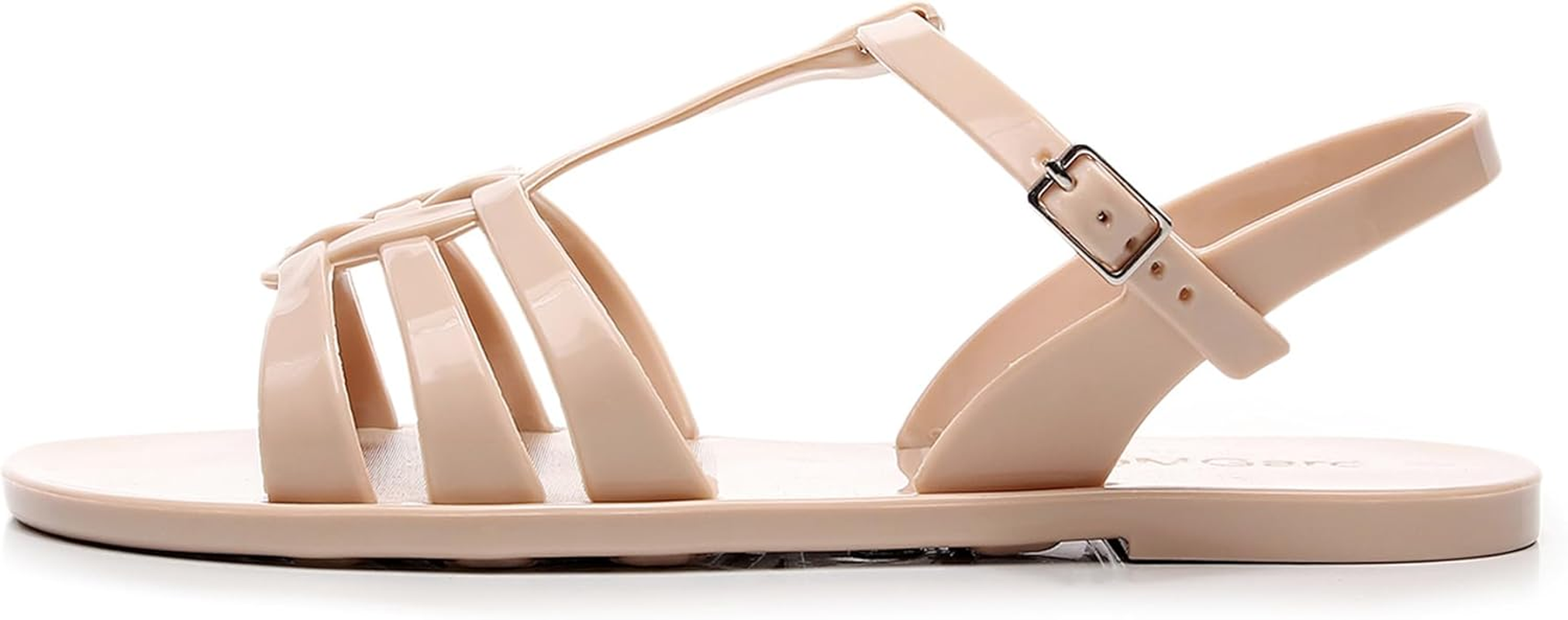 Women Sandals Jelly Shoes Flats Size 9 Beige T-Strap Crystal Jellies Slides Clear Rain Slippers Glitter Summer Beach Retro - Pink image number 3