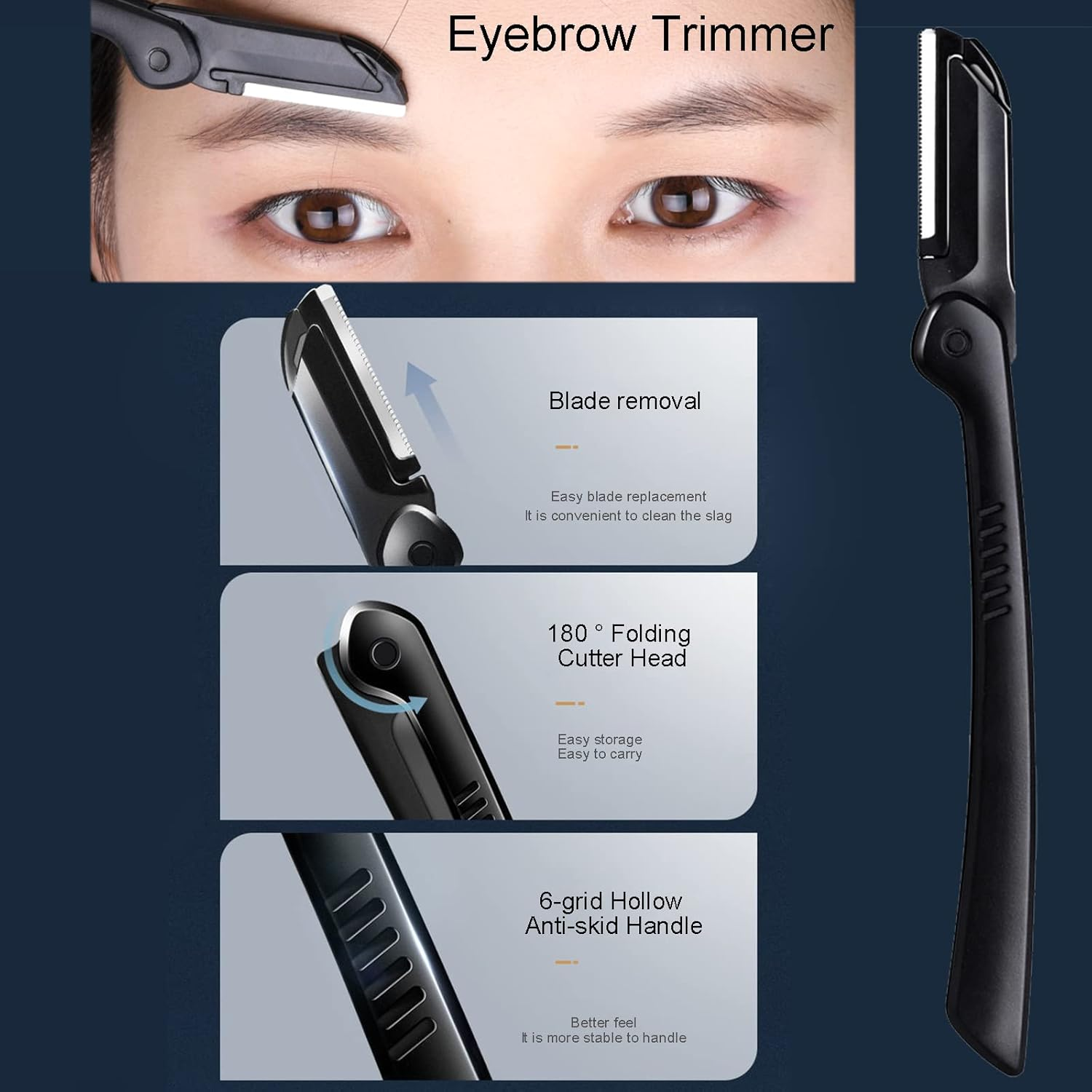 4-Piece Eyebrow Set, Eyelash Comb Eyebrow Brush, Eyebrow Comb Stainless Steel Care Brush, with Folding Eyebrow Trimmer image number 6