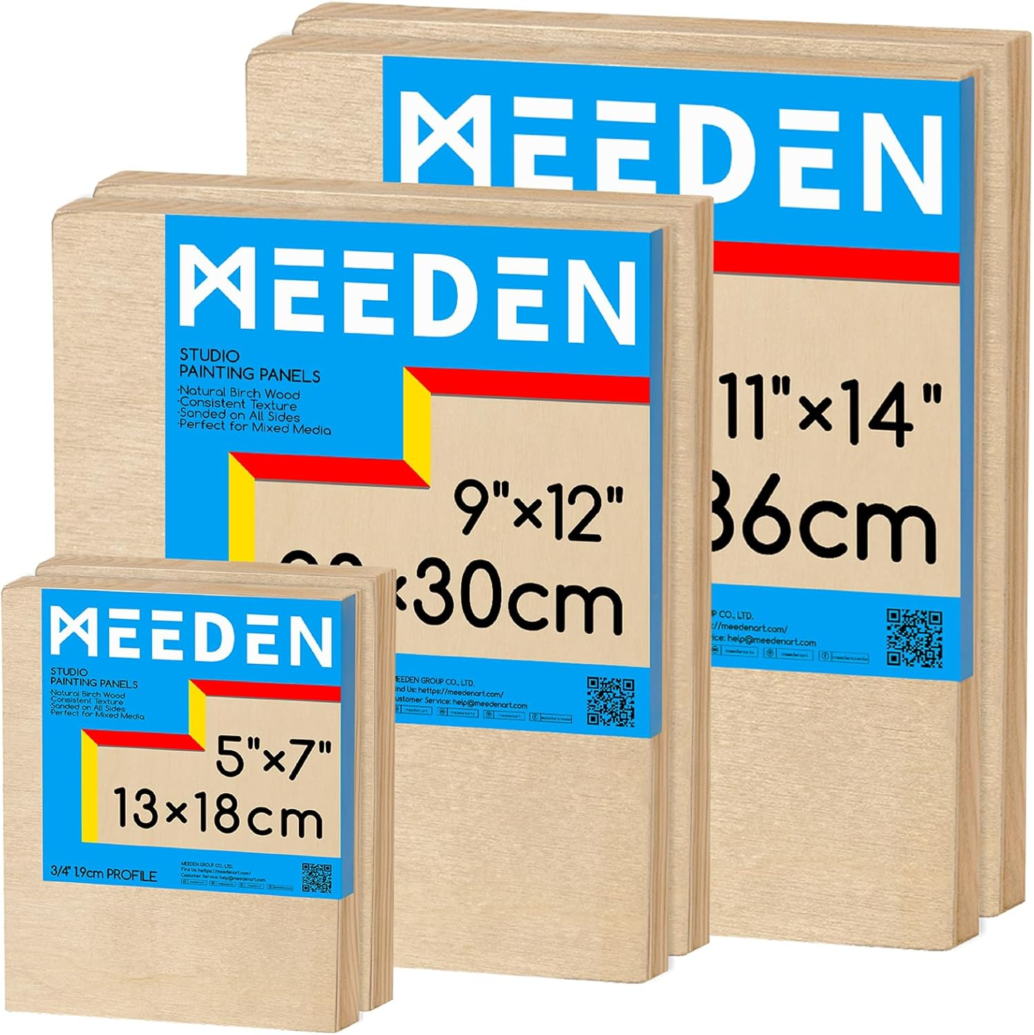 MEEDEN Unfinished Wood Canvas Kit: 3/4" Deep 5X7 8X8 11X14 Wooden Canvas Panel - 6 Pcs of Cradled Wood Art Boards for Pouring Art, Crafts, Painting image number 1