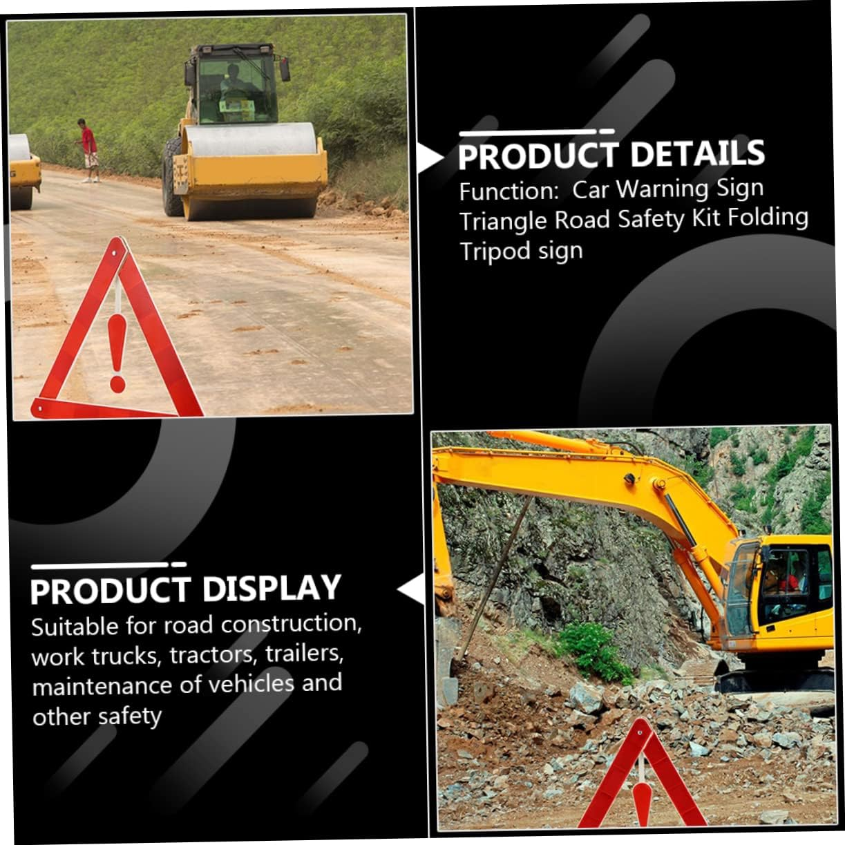 4Pcs Auto Warning Sign Car Folding Triangle Safety Road Safety Kit for Car Emergency Scenario image number 2