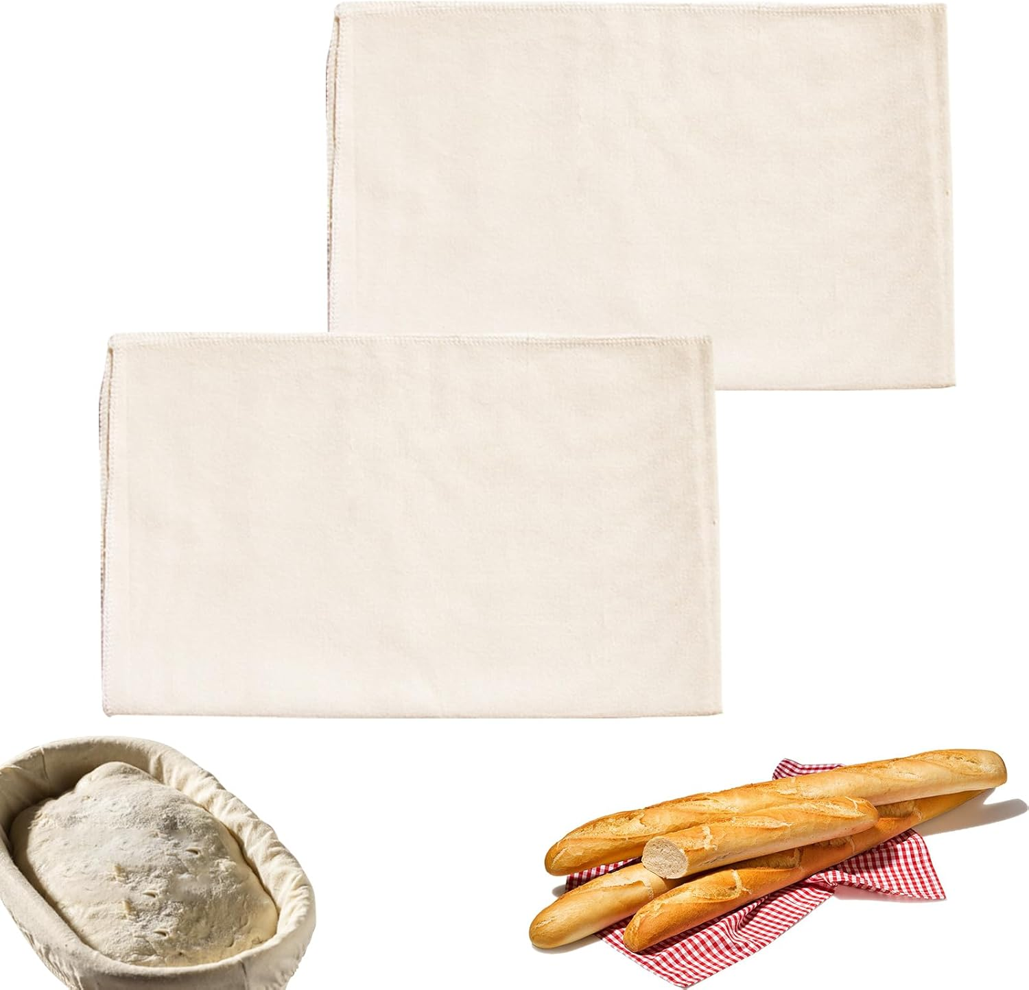 4 Pieces 18.8" X 14.1" Bakers Couche Proofing Cloth, Homemade Dough Bread Cloth, Canvas Fabric Flour Sack Bread Proofing Towel for Baking Sourdough Baguettes Loaves Pastry Supplies (4Pcs)