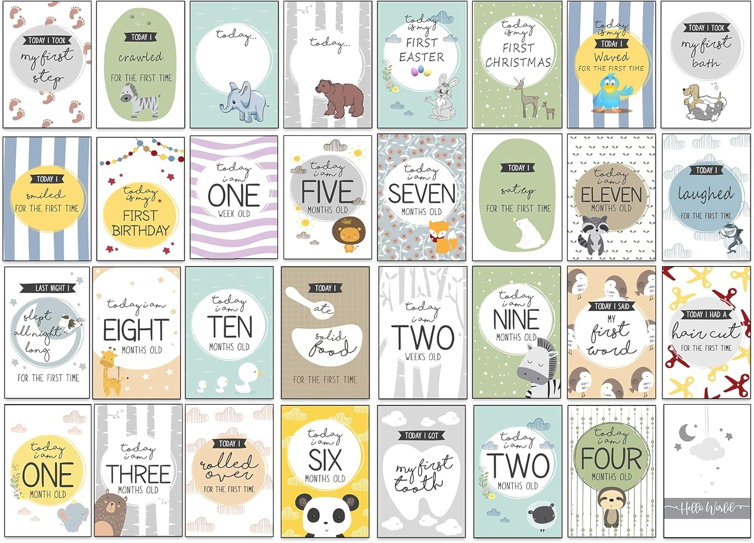 32 Eco Friendly Baby Milestone Cards Made from Recycled Material