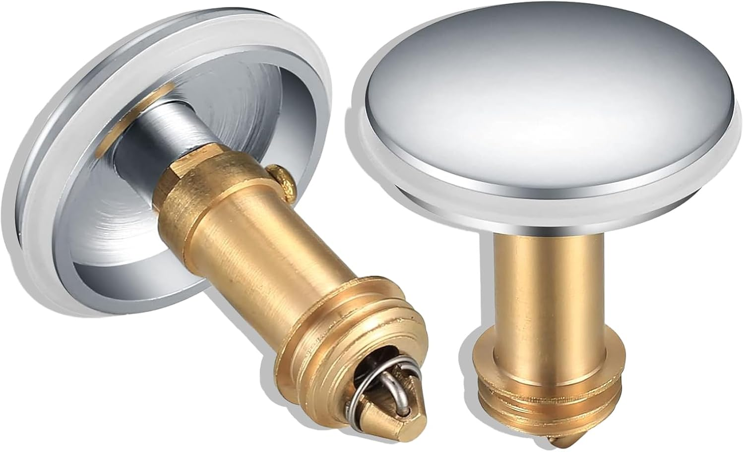 Hzqzaoan 2 Pack Bathroom Sink Drain Plug Stopper 38Mm - Chrome Click Clack Pop up Sink Plug for Bathroom Vanity, Universal Waste Drain Stopper Sink Plug for Kitchen/Bathroom Sink image number 1