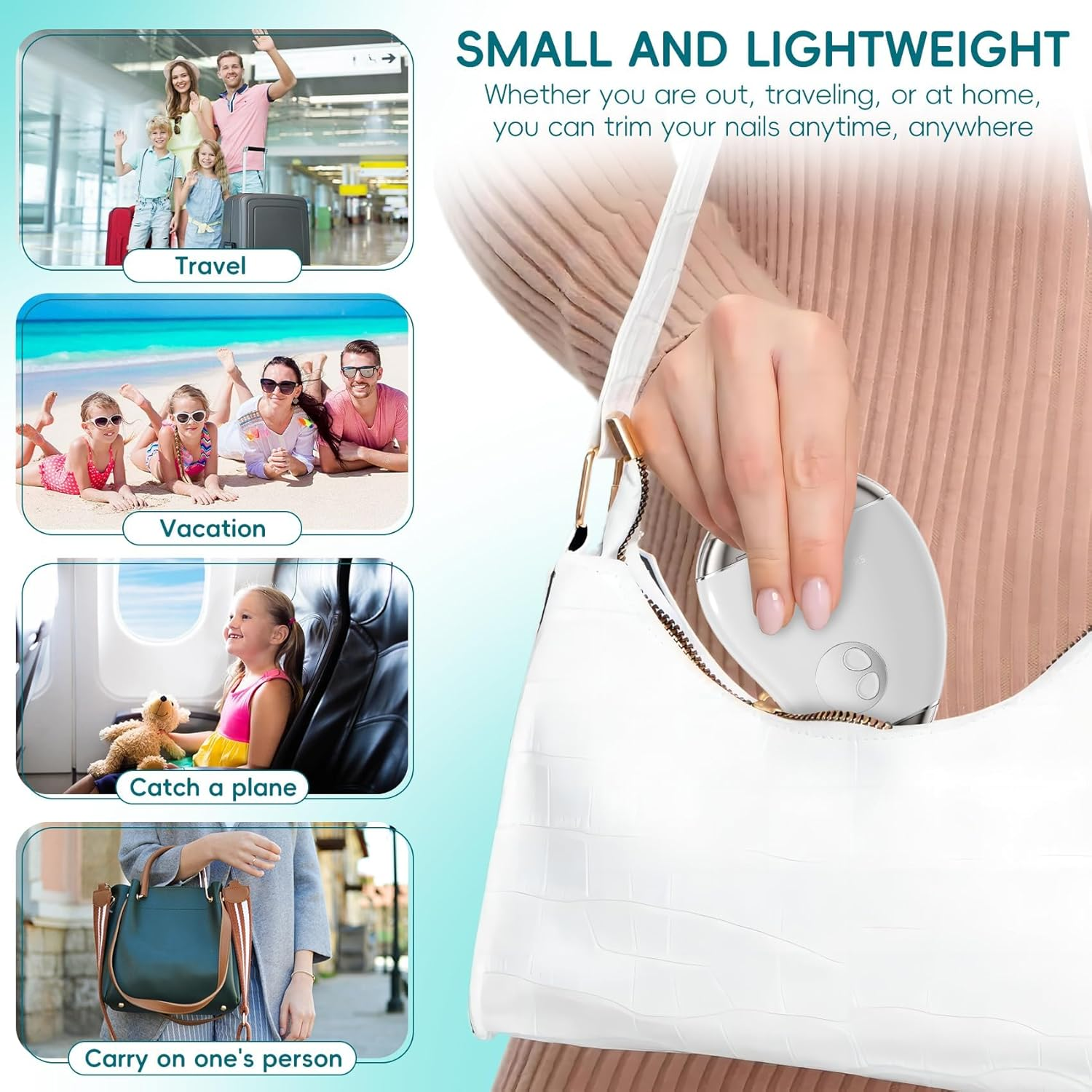 Electric Nail File for Thick Nails: Rechargeable Toe Nail Cutter with 3-Speed, LED Light & Safety Guard, Gentle for Seniors and Children (Black) - Orange image number 7