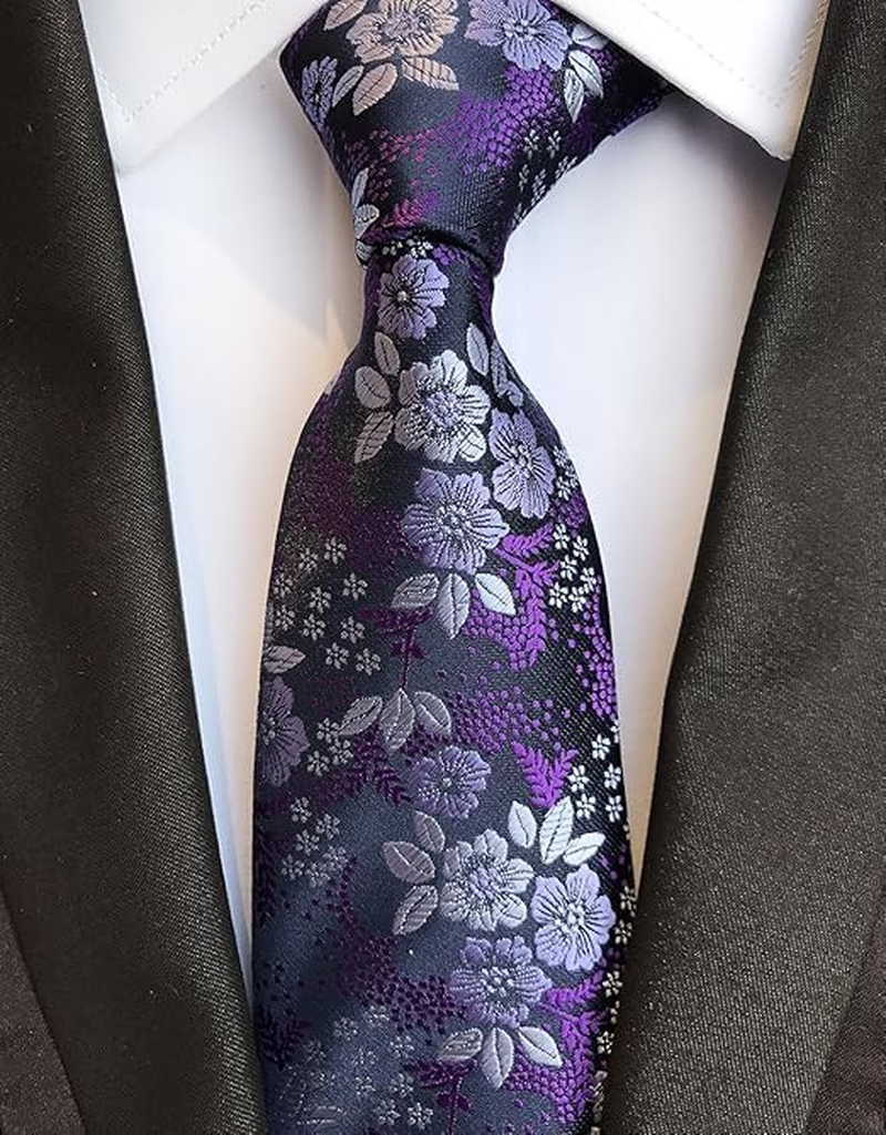 Mens Cravat Set Luxury Floral Pattern Wedding Necktie with Pocket Square Set image number 4