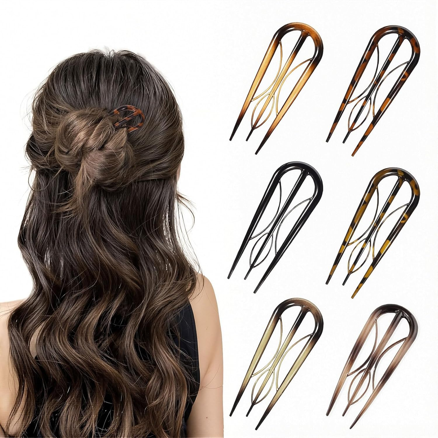 Xanthelle Hairpin, 6 Pieces French Hairpin and French Pin as Bobby Pins with Hairpin and French Hair Clip for Elegant Updos image number 6
