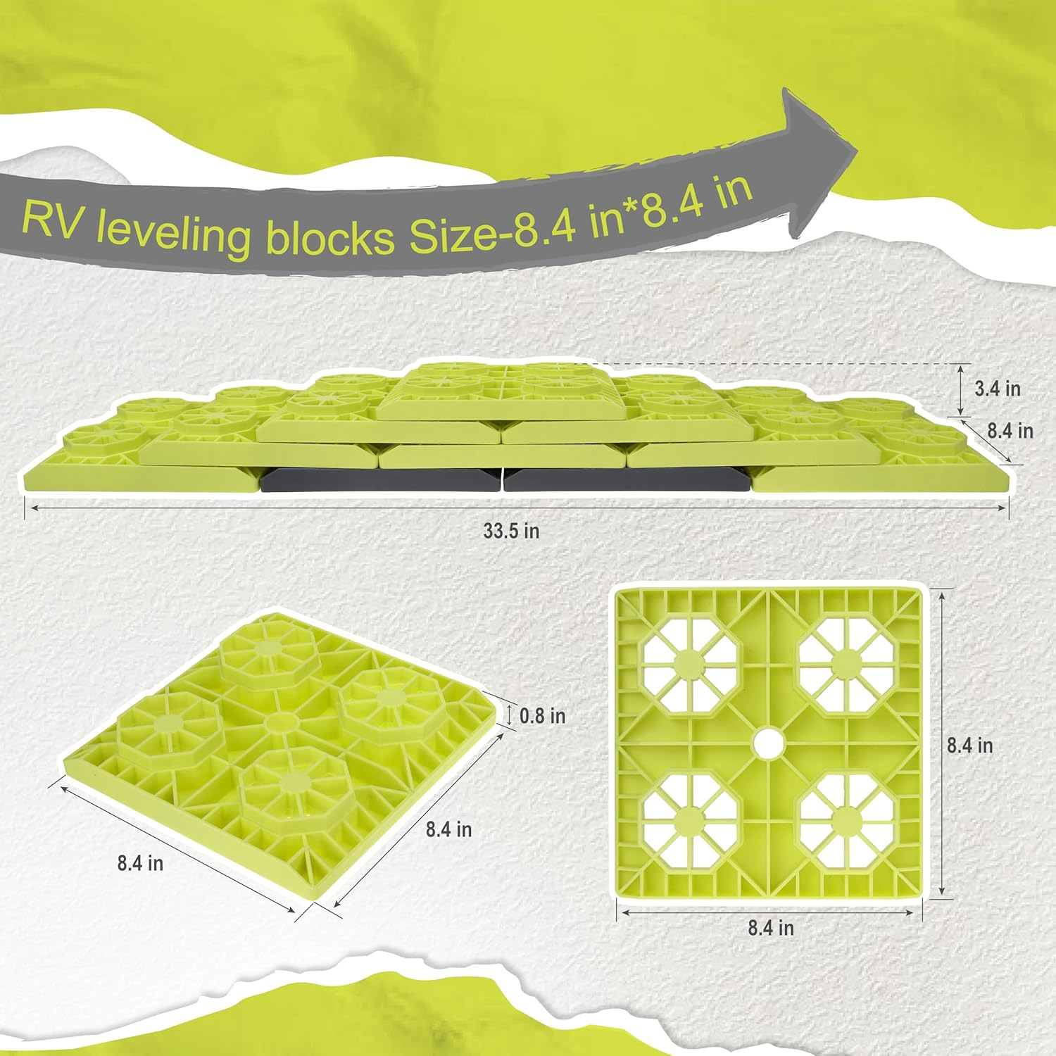 LTWHOME Rv/Caravan Leveling Blocks Heavy Duty for Leveling Single and Dual Wheelsand Jacks 21.5 X 21.5 Cm (Pack of 20)