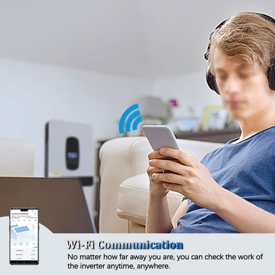 Y&H 3200W Solar Hybrid Inverter DC24V to AC230V, Off-Grid Pure Sine Wave Inverter with 80A MPPT Solar Charger + AC Charger,Max PV 3000W DC55-450V Input,Fit for 24V Lead-Acid/Lithium Battery