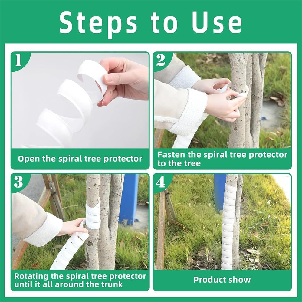 6 Pcs Tree Trunk Protector 2 Size Plastic Spiral Tree Guard,Plant Protective Cover,Rigid Durable Tree Bark Protectors Tube Wraps,To Protect Saplings Plants from Deer Cats Rabbit Rodents Mowers(White) image number 2