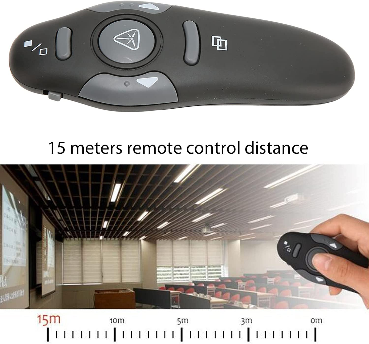 Wireless Presentation Clicker, 2.4Ghz USB Clicker 15M Wireless Presenter Remote or Keynote PPT PC Laptop Presentation Remote Clicker for Office School Classroom image number 4