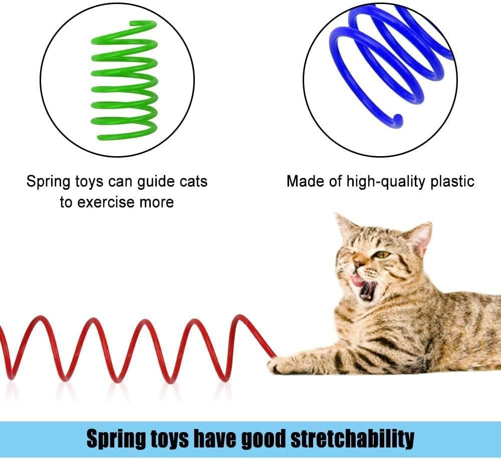 Jognee Pack of 20 Cat Toys, Cat Feather Toy, Spiral Feathers Made of Plastic, Spiral Cat Toy, Toy Spiral Feathers Novelty Pet Toy, Colourful Spiral Spring Spiral for Cats image number 4