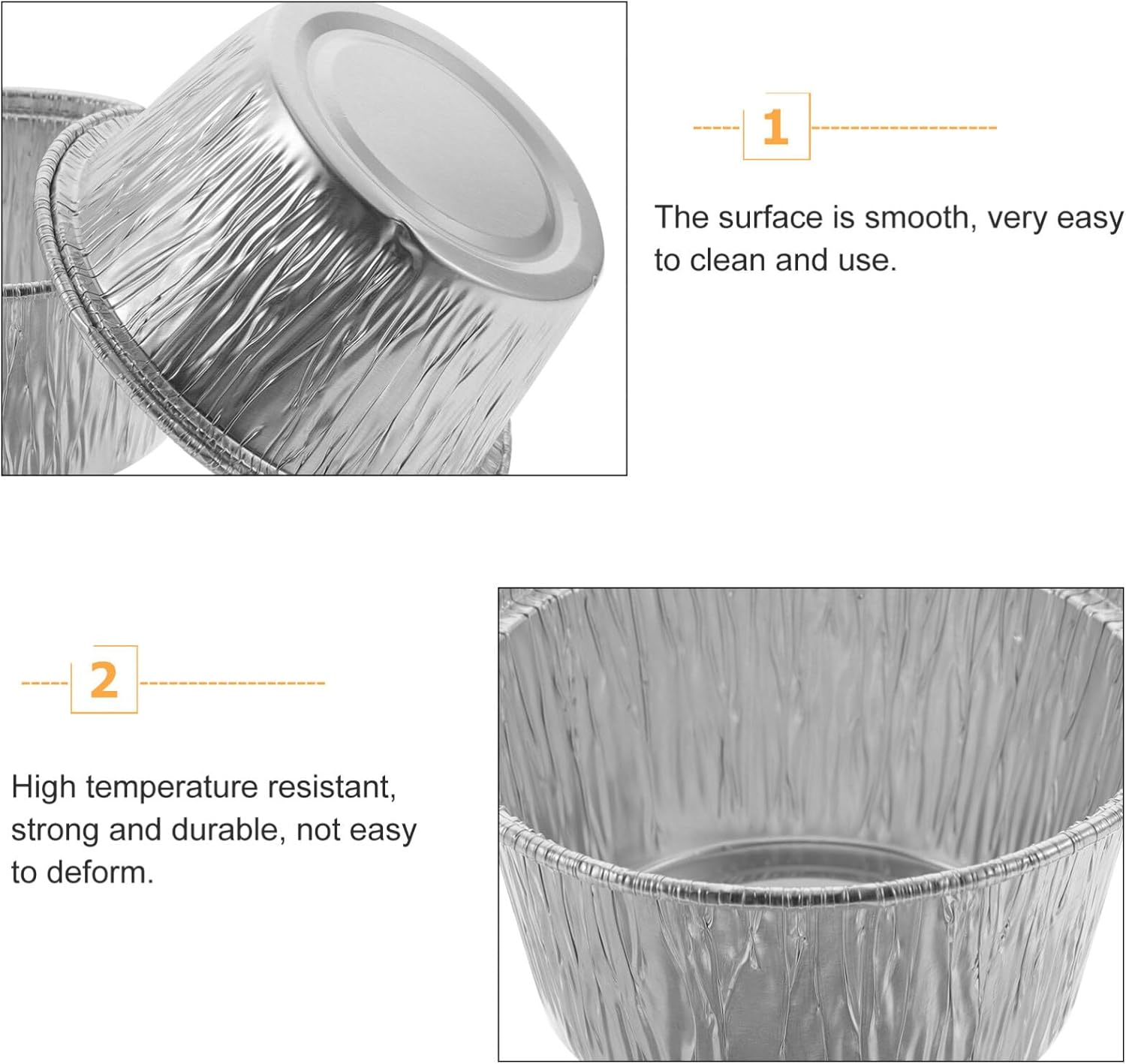 Luxshiny 100Pcs Cupcake Baking Cups Aluminium Foil Muffin Cups Pudding Molds Egg Tart Baking Cups Dessert Containers 8In