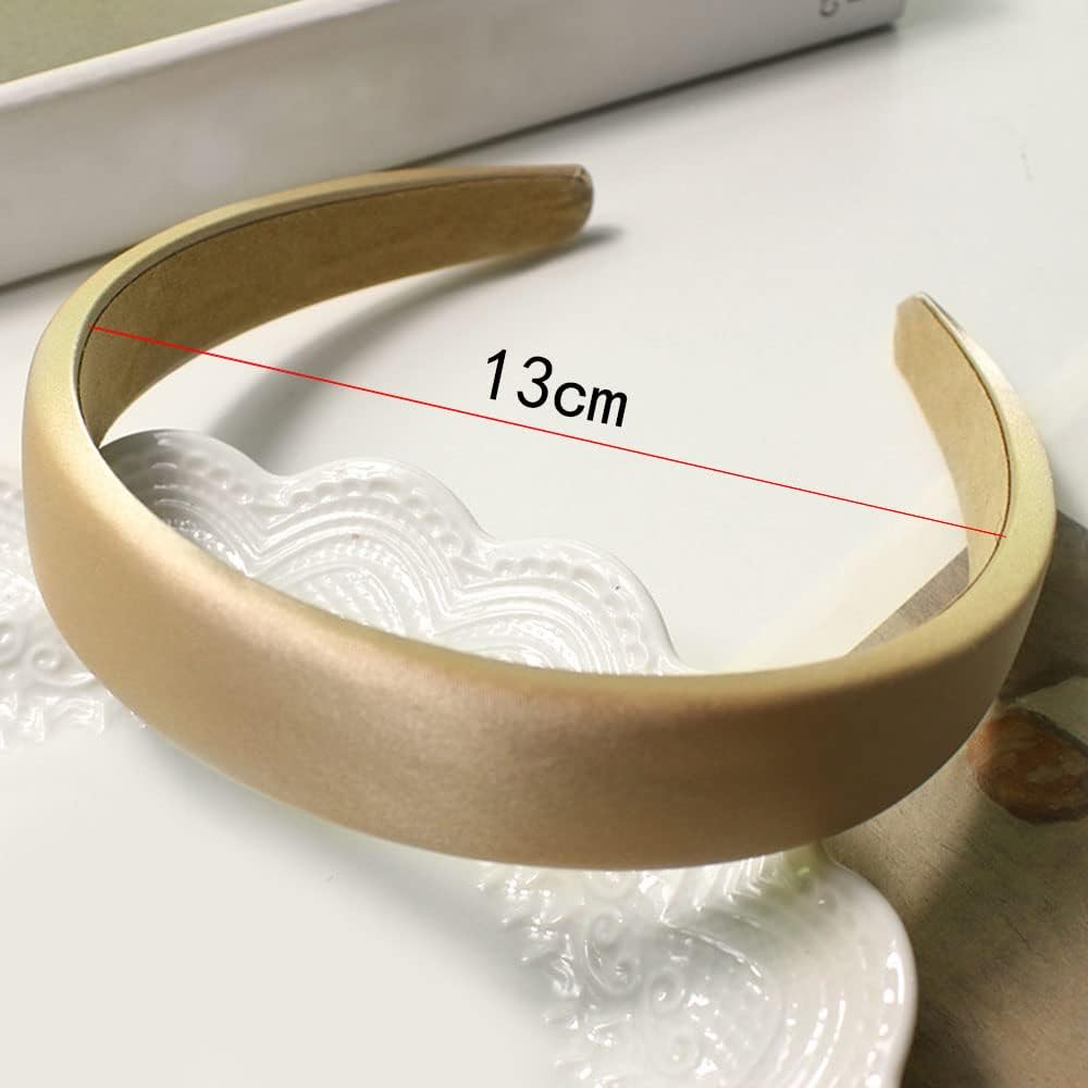 5 Piece Plain Satin Covering Turban Headband Fashion Hair Bands,Headwear Barrette Styling Tools Accessories with Solid Colors,Non Slip Hairband