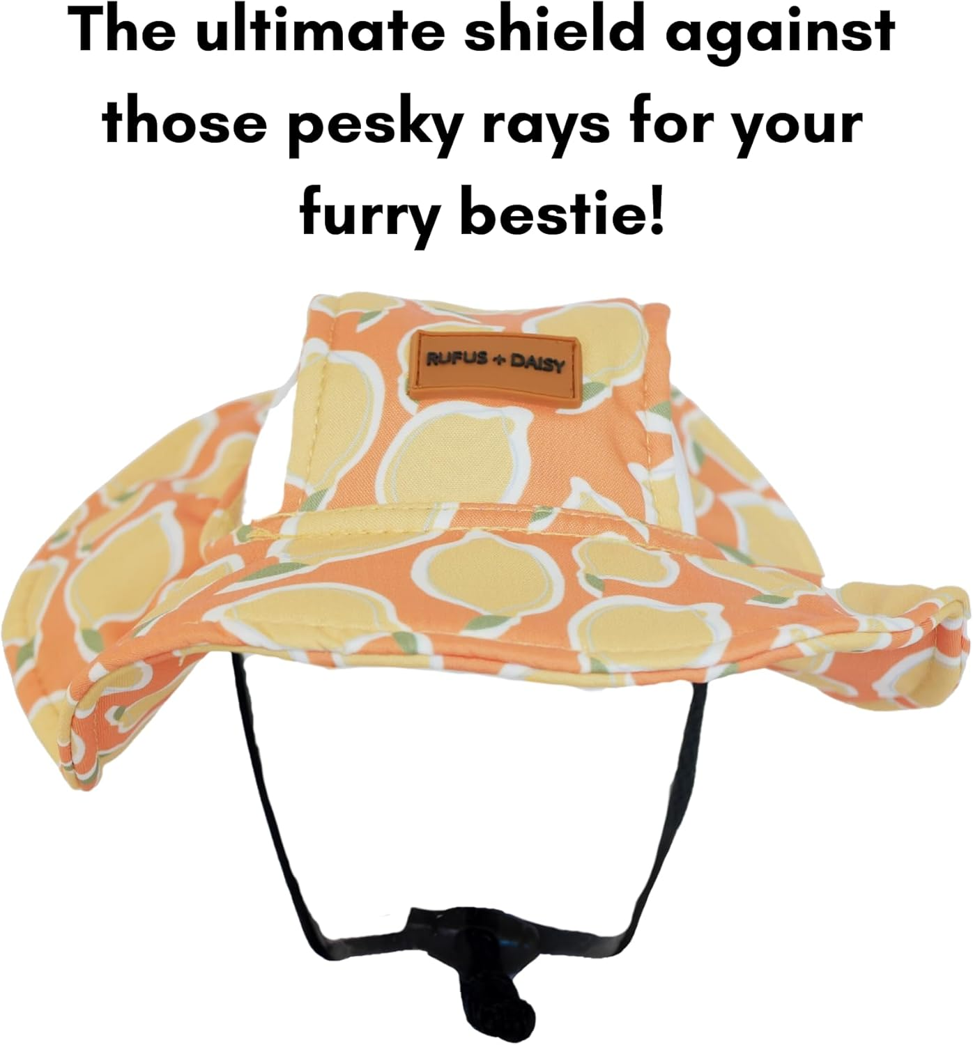 Lemon Print Dog Bucket Hat Yellow Peach Wide Brim for Pets Outdoor Hat Sun Protection Summer Cap for Small Medium Large Dog (S) image number 1