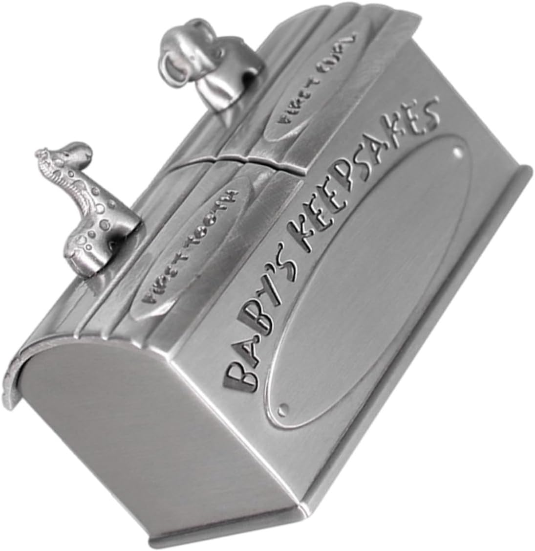 Baby Tooth Keepsake Box and Organizer for Boys and Girls Metal Baby Tooth Holder Case in Antique Tin Finish Storage for Memory Preservation image number 2