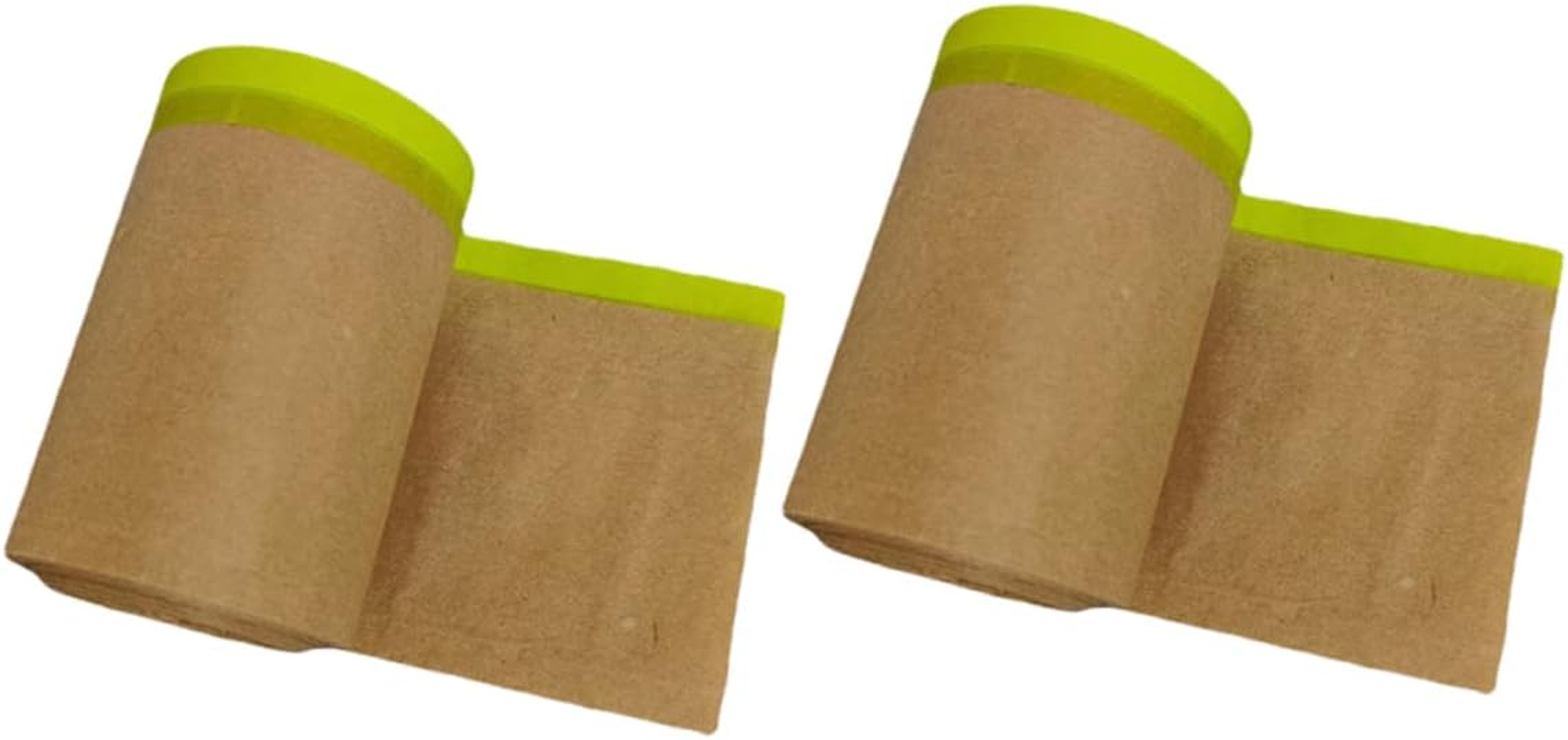 2 Rolls Paint Masking Paper for Car Furniture Floor Protection 11M Pre-Taped Kraft Paper Masking Film Upholstery Shelter Covering Tape image number 4