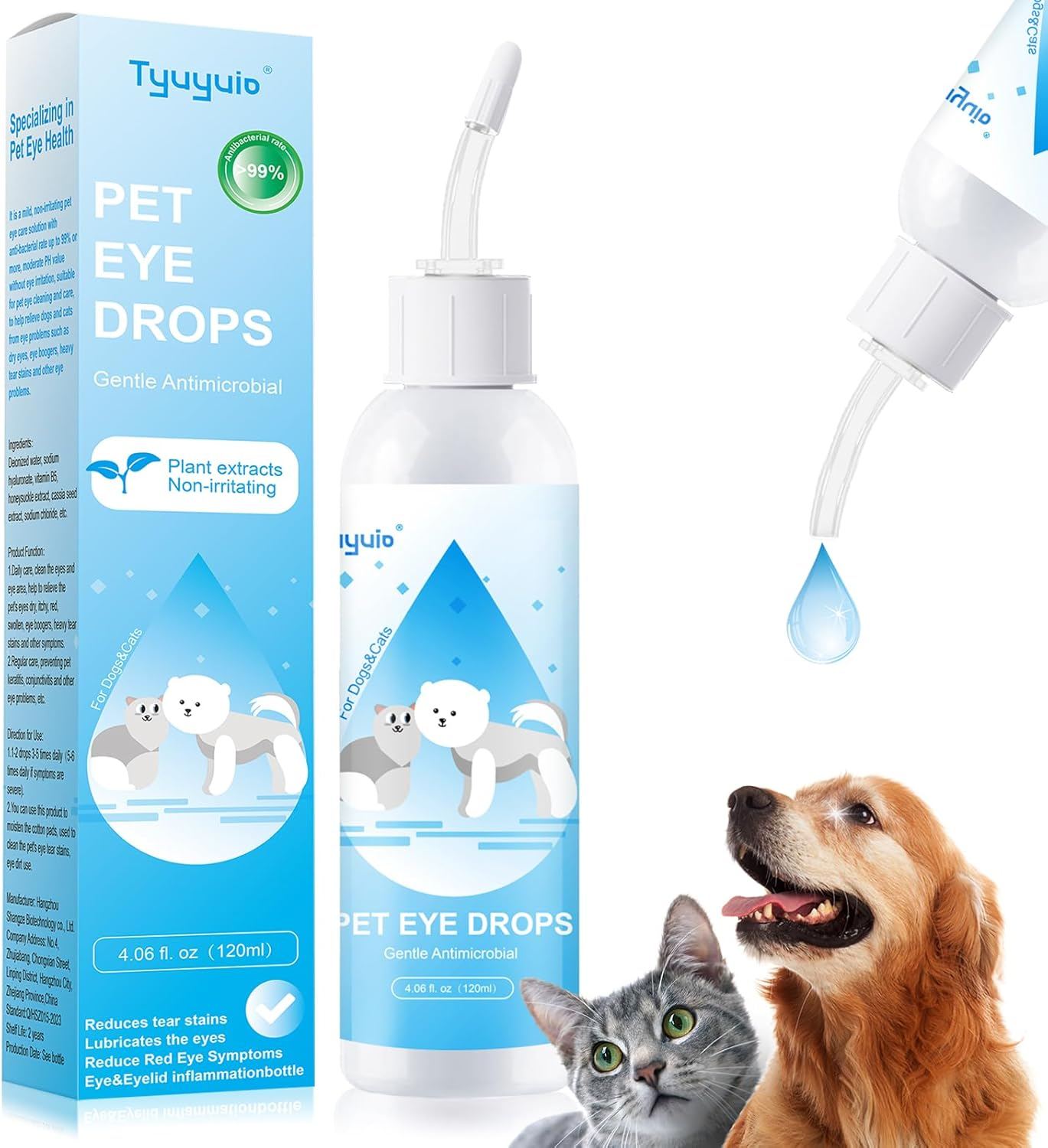 Pet Eye Drops for Dogs and Cats to Soothe Eyes Irritation & Infection Allergy,Relieve Dogs Cats Dry Eyes Pink Eyes,Pet Tear Stain Cleaner,Safe & Gentle Formula for All Animals image number 3