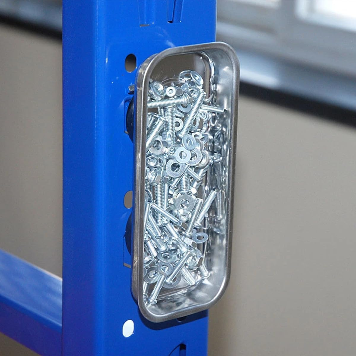 AIMALL Stainless Steel Magnetic Tool Tray &ndash; Rectangular Magnetic Parts Bowl for Screw and Nut Storage, Durable 5.8X2.6In Hardware Organizer Plate for Garage and Workshop