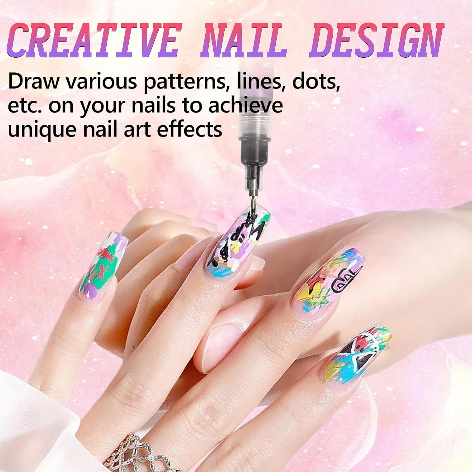 12 Colors Nail Art Pens Set, 3D Quick-Dry 0.5MM Nail Polish Pens, 2025 DIY Nail Art Marker Dotting Pen for Nails Art Design Manicure Nail DIY Decoration image number 5