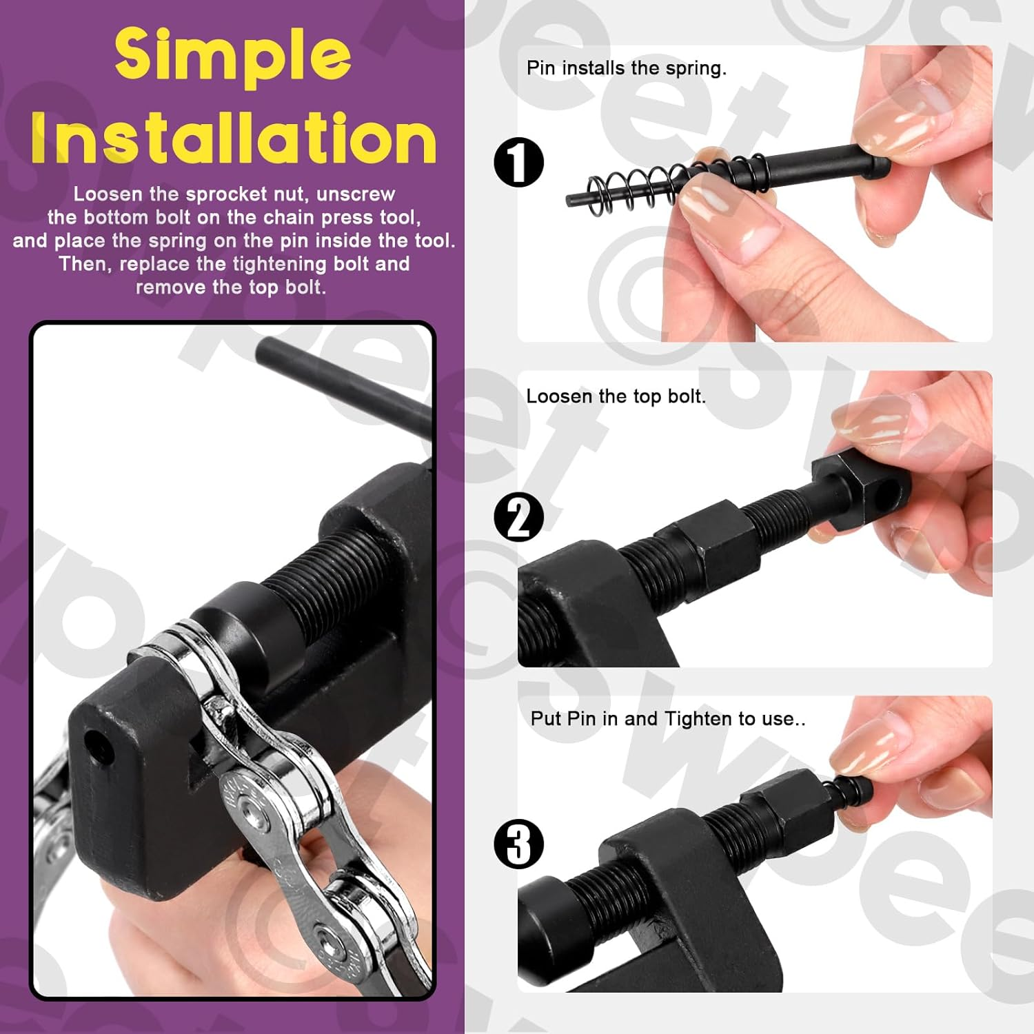 Swpeet 13Pcs Motorcycle Chain Breaker with Carrying Case Assortment Kit, Chain Cutter and Riveter Chain Removal Tool Chain for Motorcycle, Bike, ATV