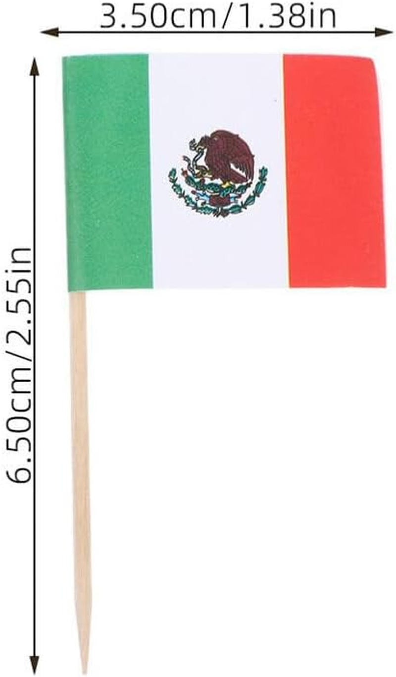 100Pcs Fruit Plate Decoration Wine Stick Mexico Flag Picks Decorative Fruit Toothpicks for Cupcake Dessert Party - Multi image number 3