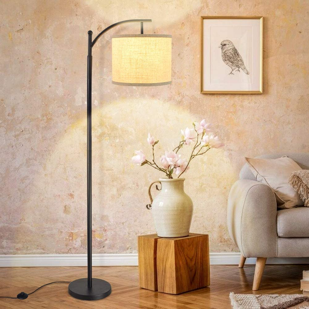 Depuley Floor Lamp, Standing Lamp with Hanging Lamp Shade, Industrial Arc Reading Lamp Is Perfect for Bedroom, Living Room, Office, Study Room, Included 8W 3000K Eye-Care LED Bulb image number 3