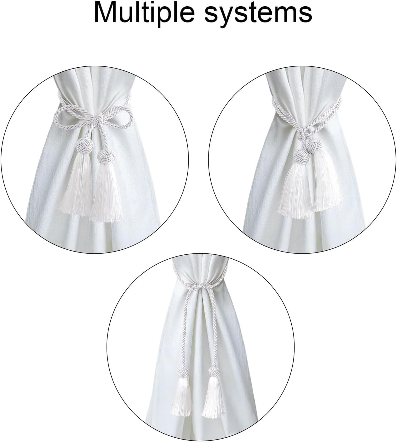 4 Pack Curtain Tiebacks Handmade Braided Tiebacks with Tassel for Home Office Room Window Decoration - Gold image number 3