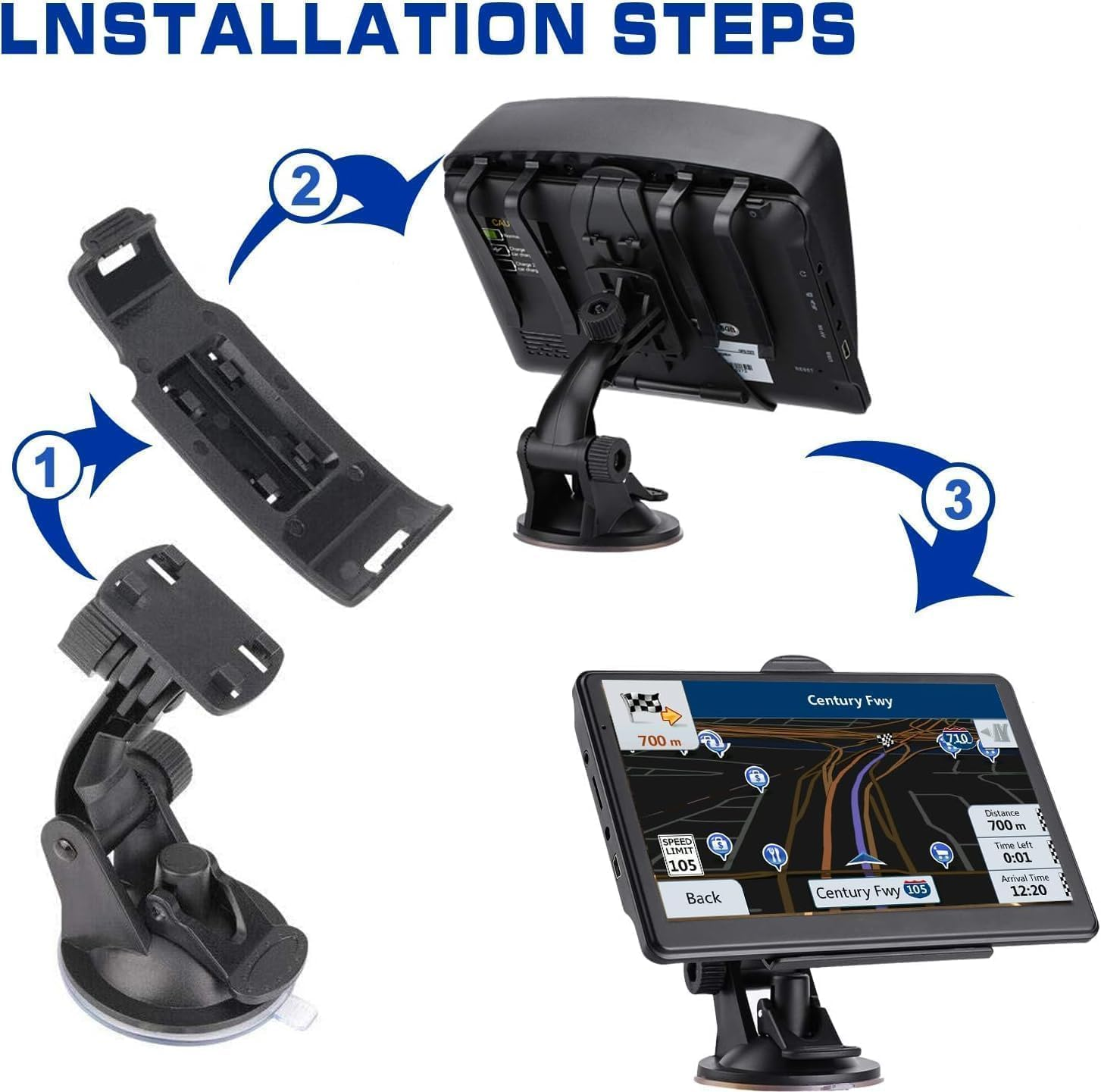 GPS Navigator for Car, Latest 2024 Map 7 Inch Touch Screen Car GPS Navigator, Semi Trucker GPS Navigation System,Support Speed and Red Light Warning,Free Lifetime Updates Map image number 5