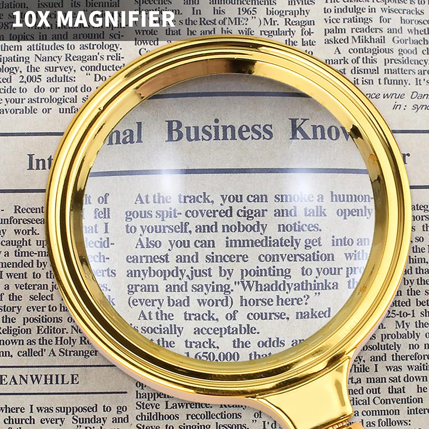 SAYEEC 10X Magnifying Glass, Handheld Reading Magnifier with Antique Mahogany Handle, 80Mm + 60Mm Magnify Glasses Lens, Magnifier Glass for Book Reading, Insect Observation, Classroom Science (2 Pcs)